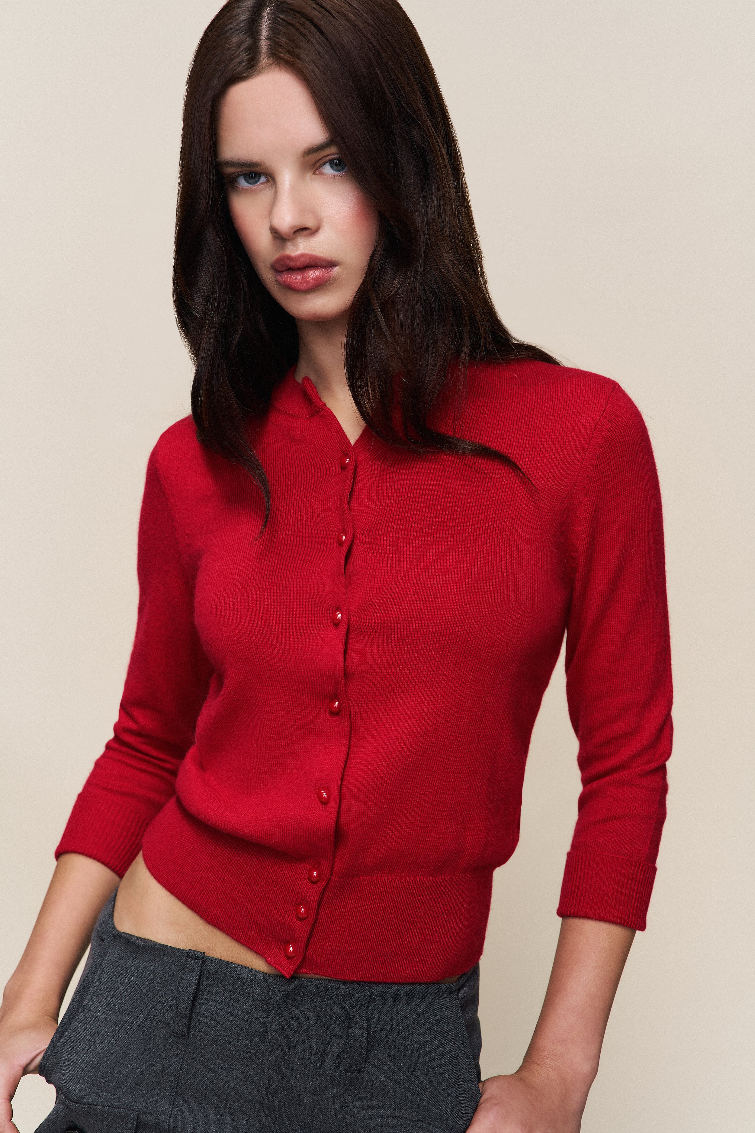 EMELIE CROPPED WOOL CARDIGAN - 3