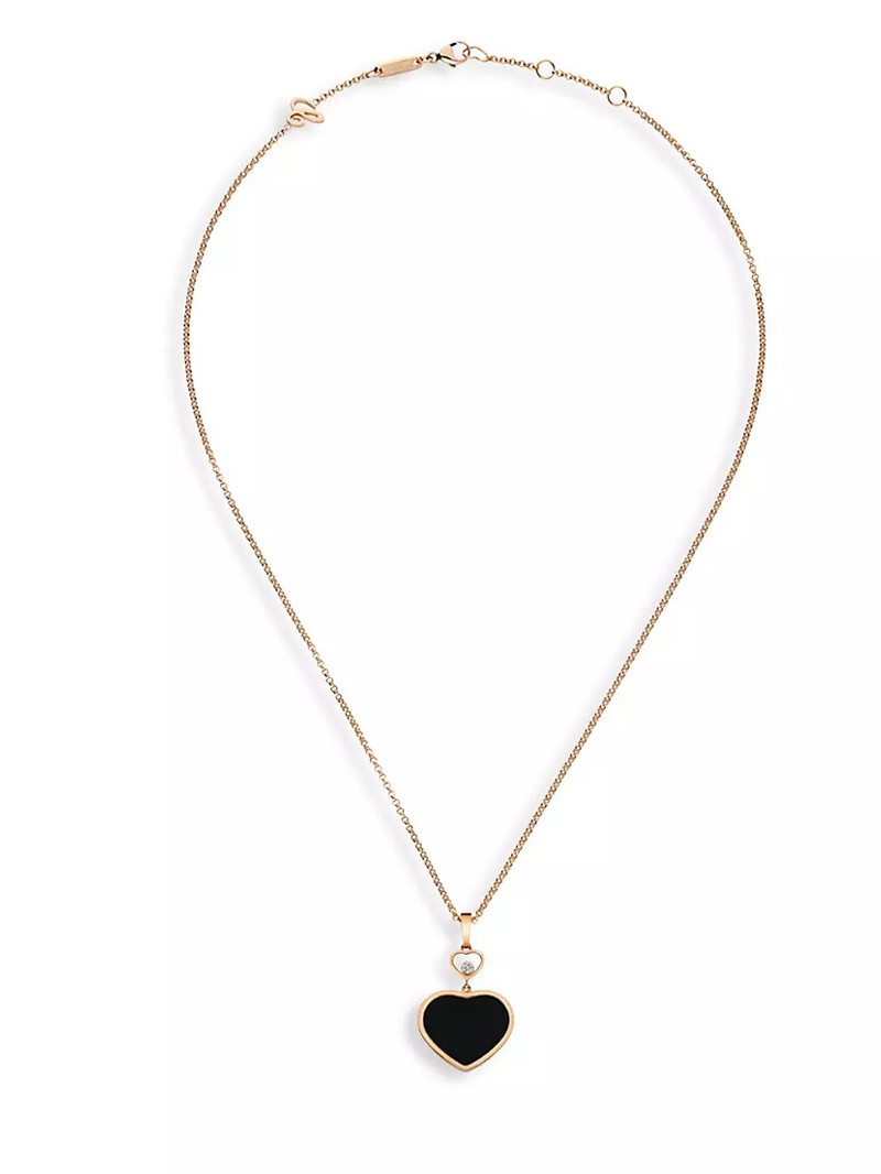 Happy Hearts 18K Rose Gold, Diamond & Black Onyx Pendant Necklace 3