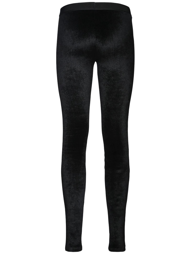 LOGO STRETCH VELVET LEGGINGS - 5