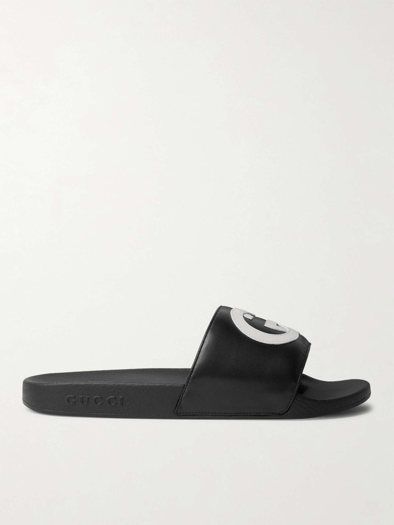 Logo-Appliquéd Leather Slides 1