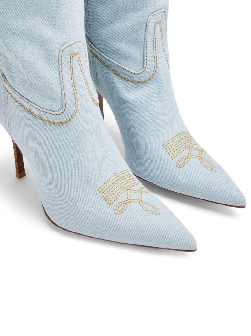 western-style denim high boots - 5