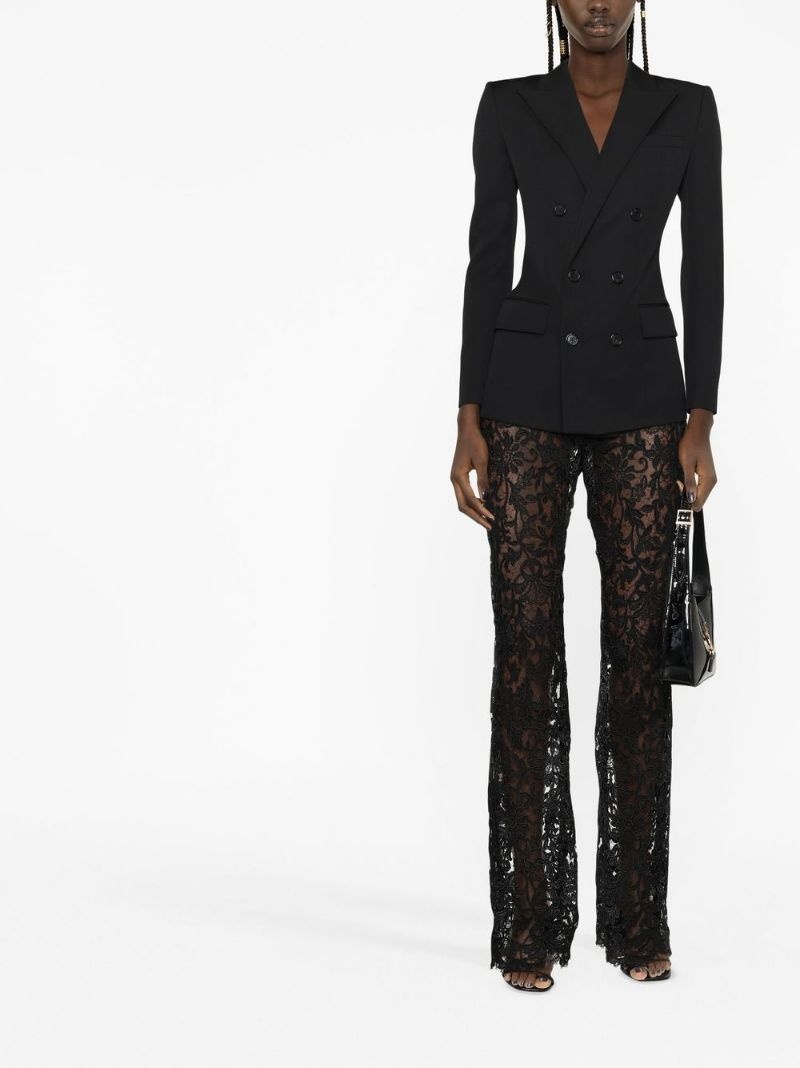 guipure lace wide-leg trousers - 2