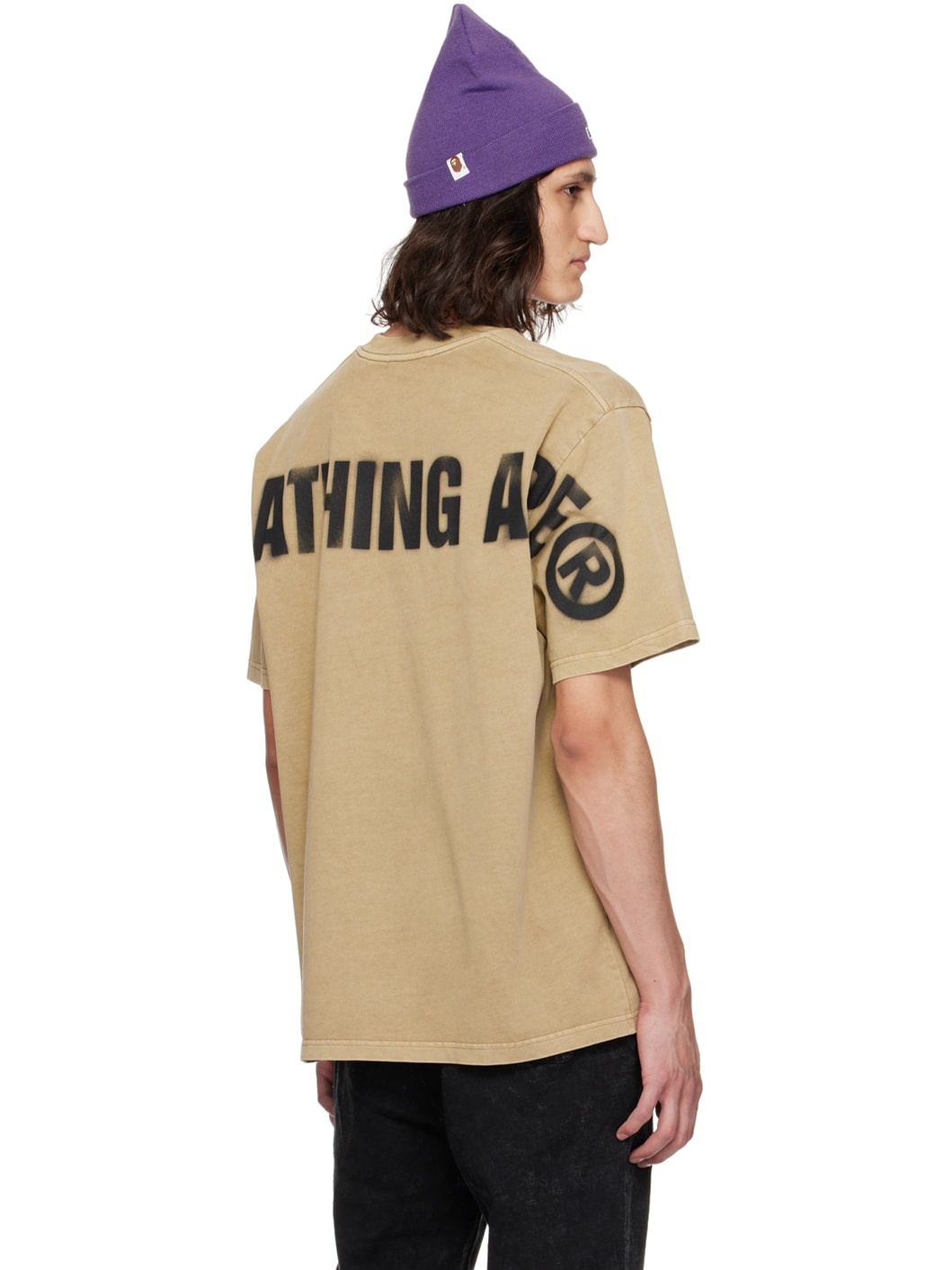 Beige Spray Ape Head T-Shirt - 3