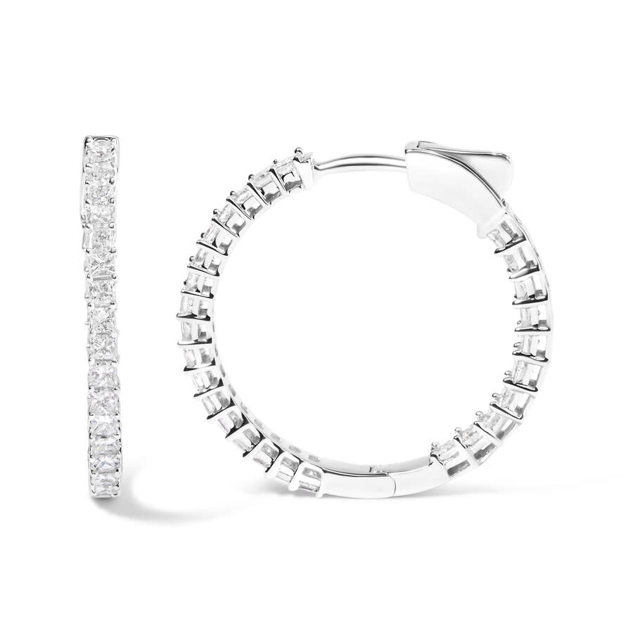 Haus Of Brilliance - Haus of Brilliance 14K White Gold 3.0 Cttw Princess Cut Diamond Inside Out Hoop Earrings (G-H , SI2- - 2
