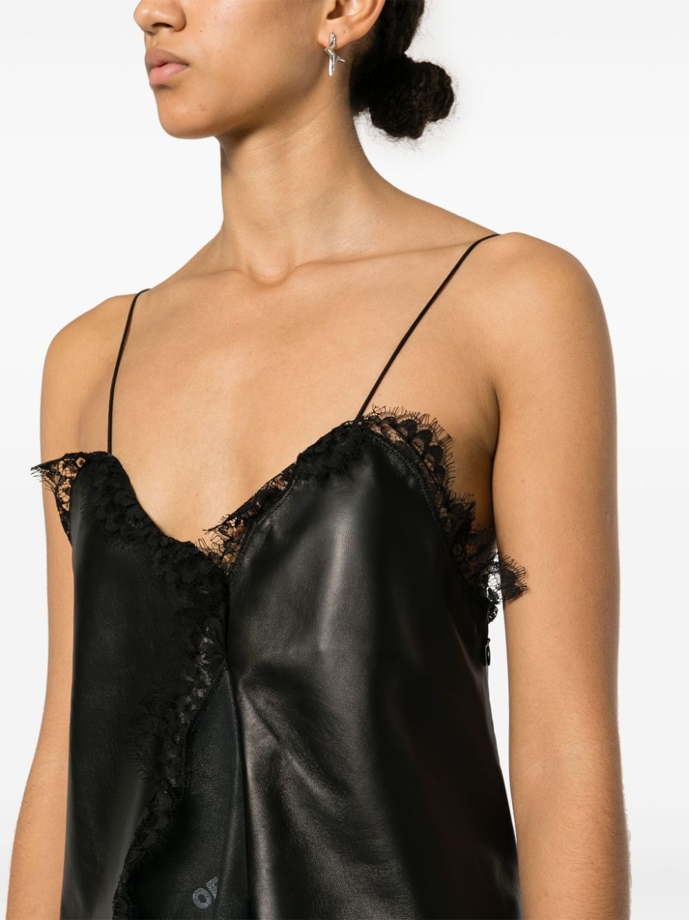 asymmetric leather mini dress - 5