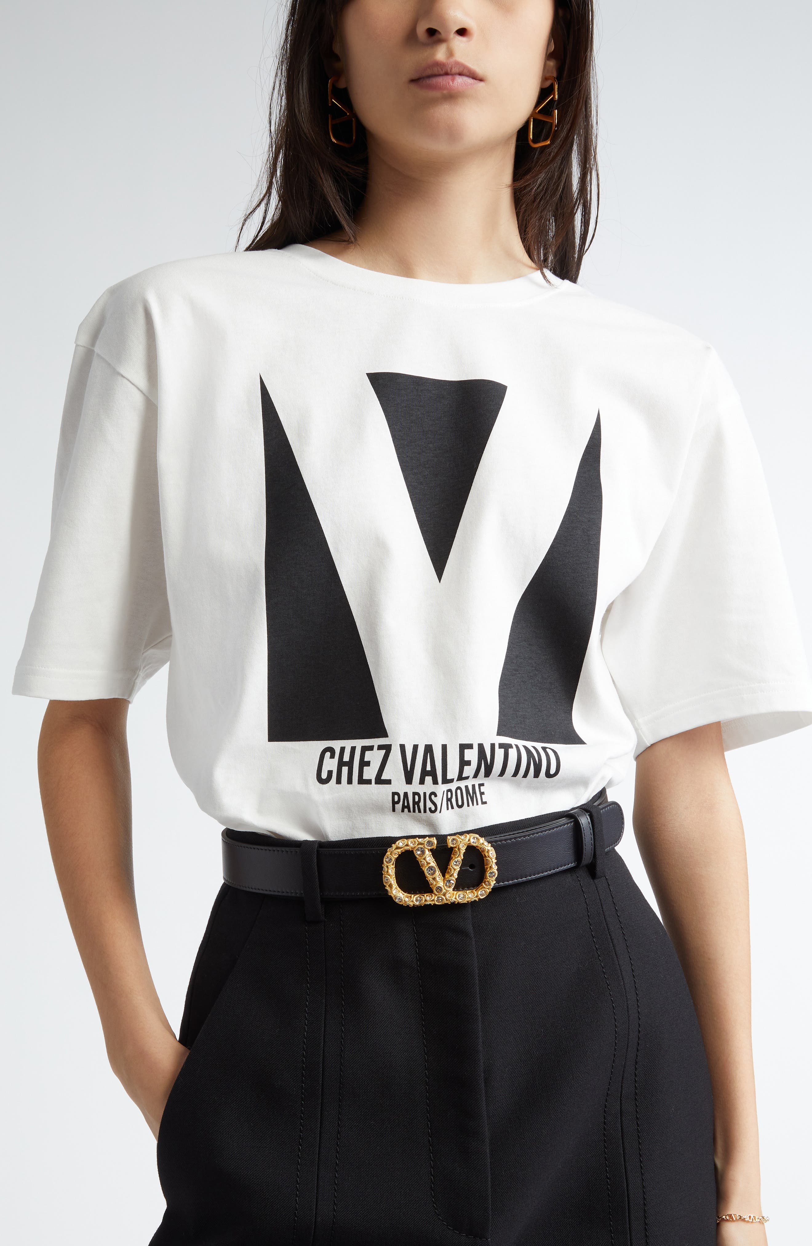 Valentino Garavani Chez Valentino Oversize Logo Graphic T-Shirt in Ivory at Nordstrom - 5