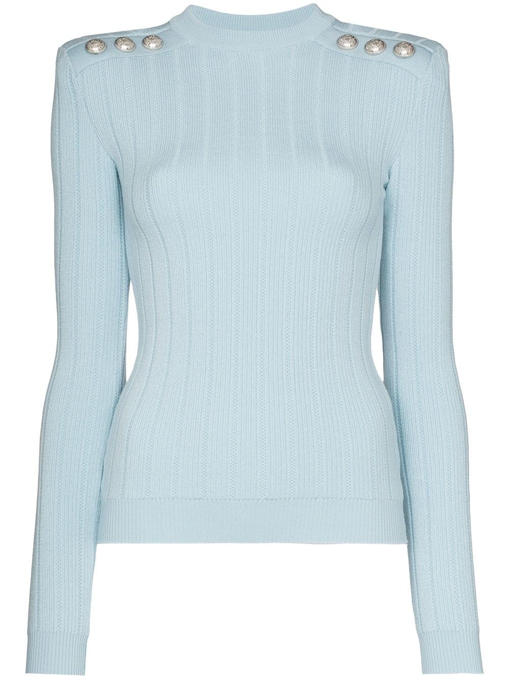 button-embellished ribbed jumper - 1