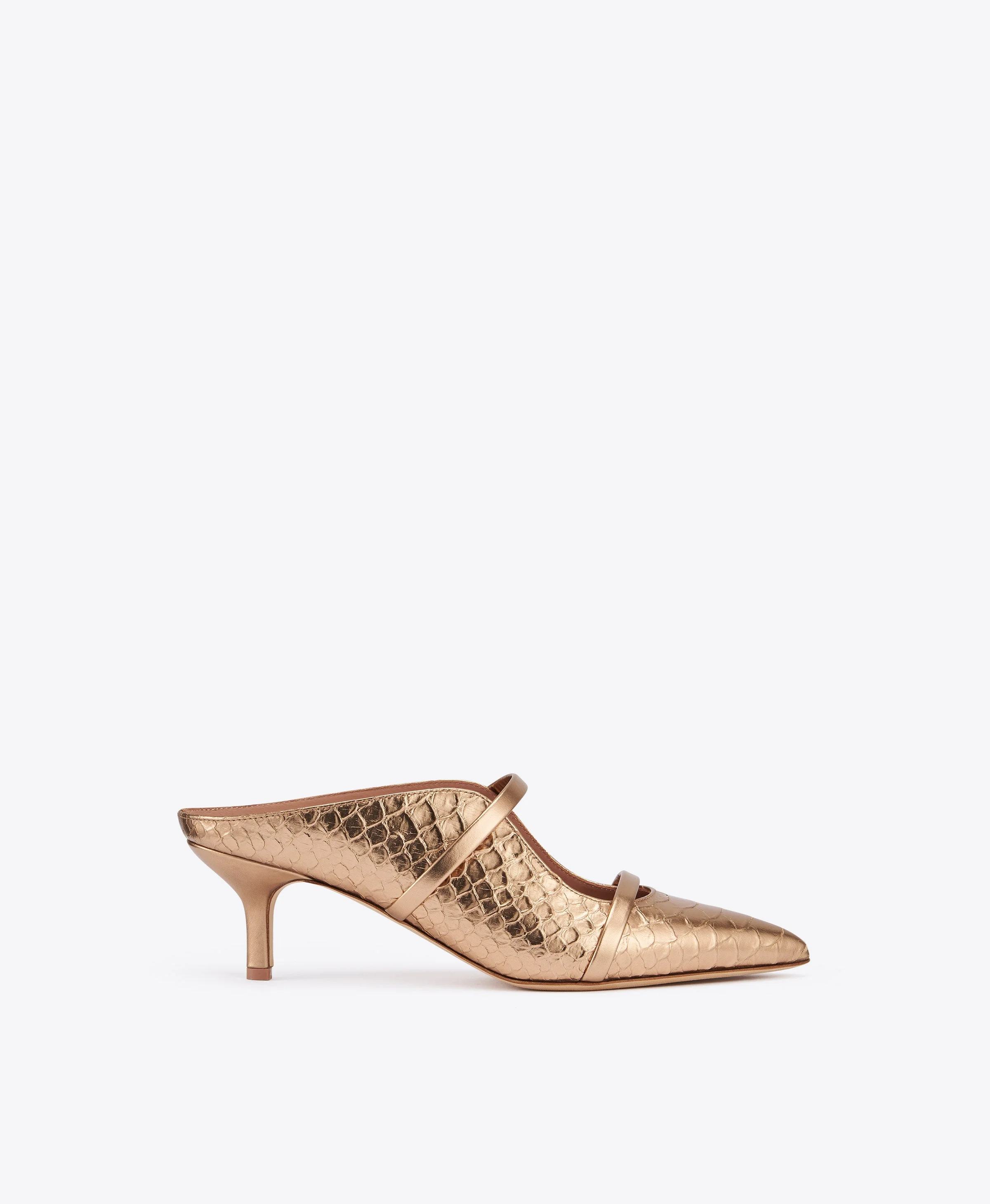 Maureen 45 Gold Embossed Leather Mules - 1