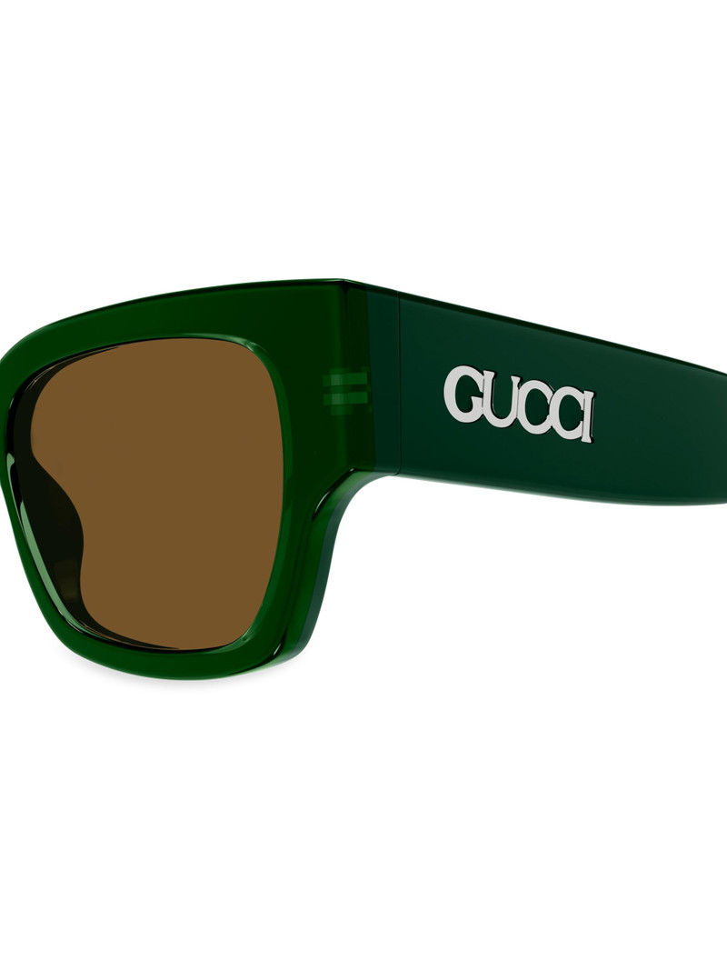 Men's Gucci Lacquered 54MM Squared Sunglasses - Silver Green Brown 4