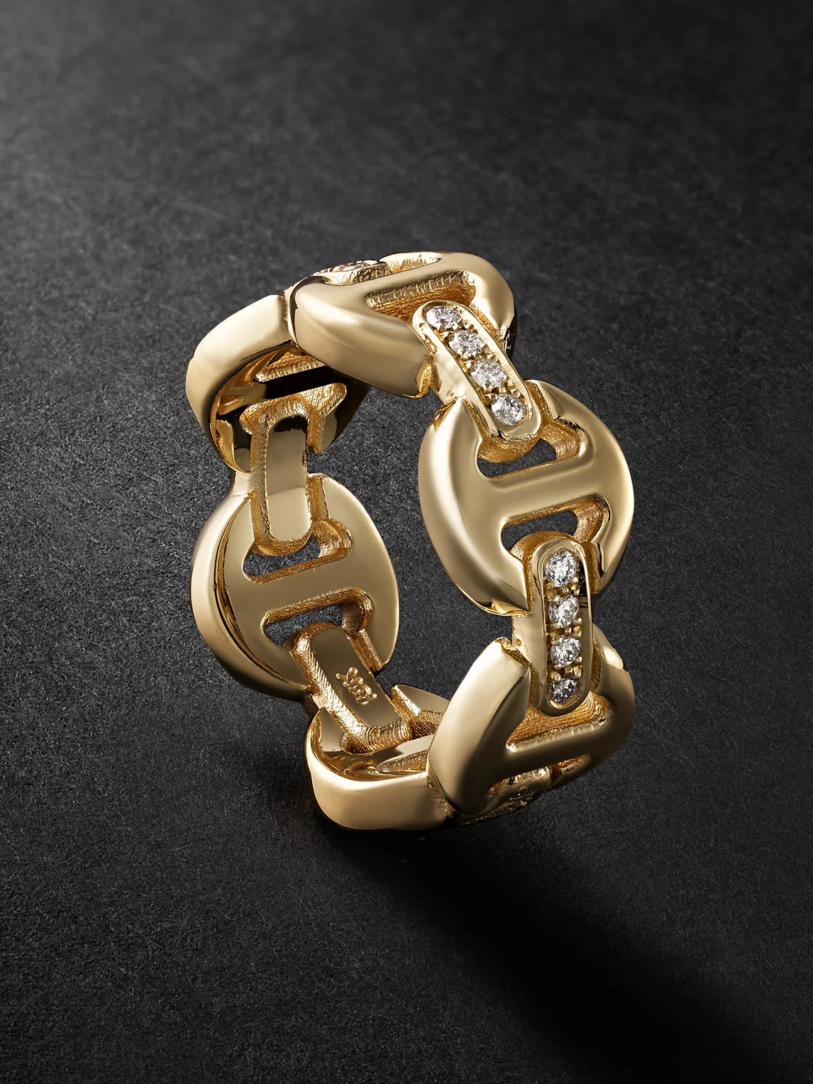 Dame Tri-Link 18-Karat Gold Diamond Ring - 1