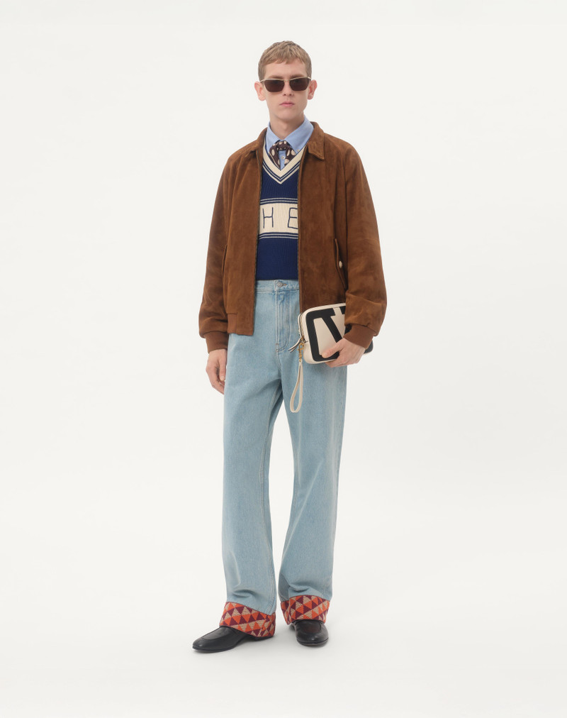 Valentino DENIM PANTS WITH JACQUARD HEM outlook