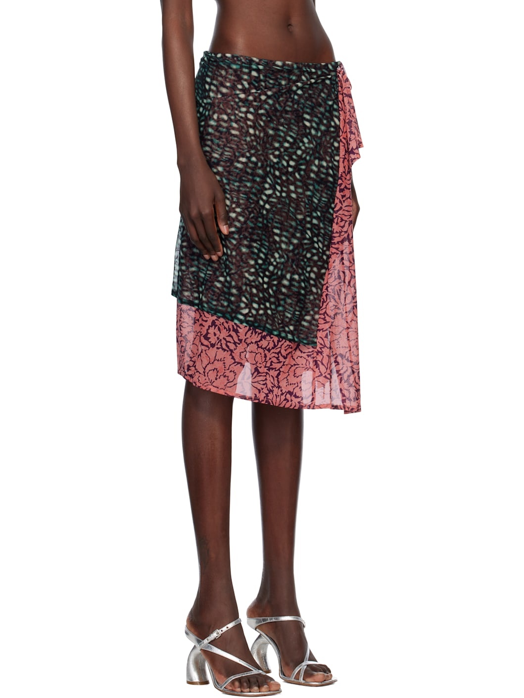 Green Double Layered Midi Skirt - 2