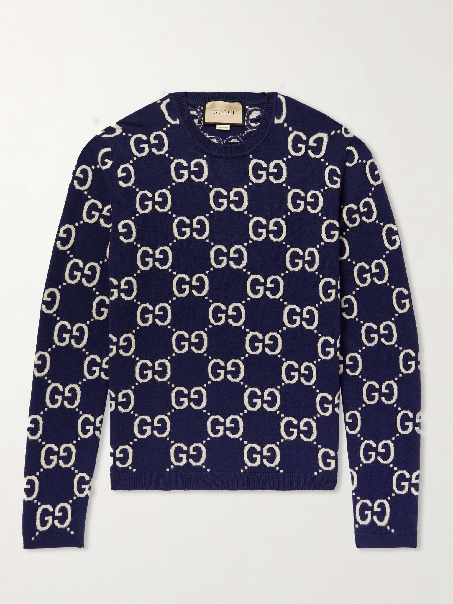 Logo-Jacquard Wool Sweater - 1