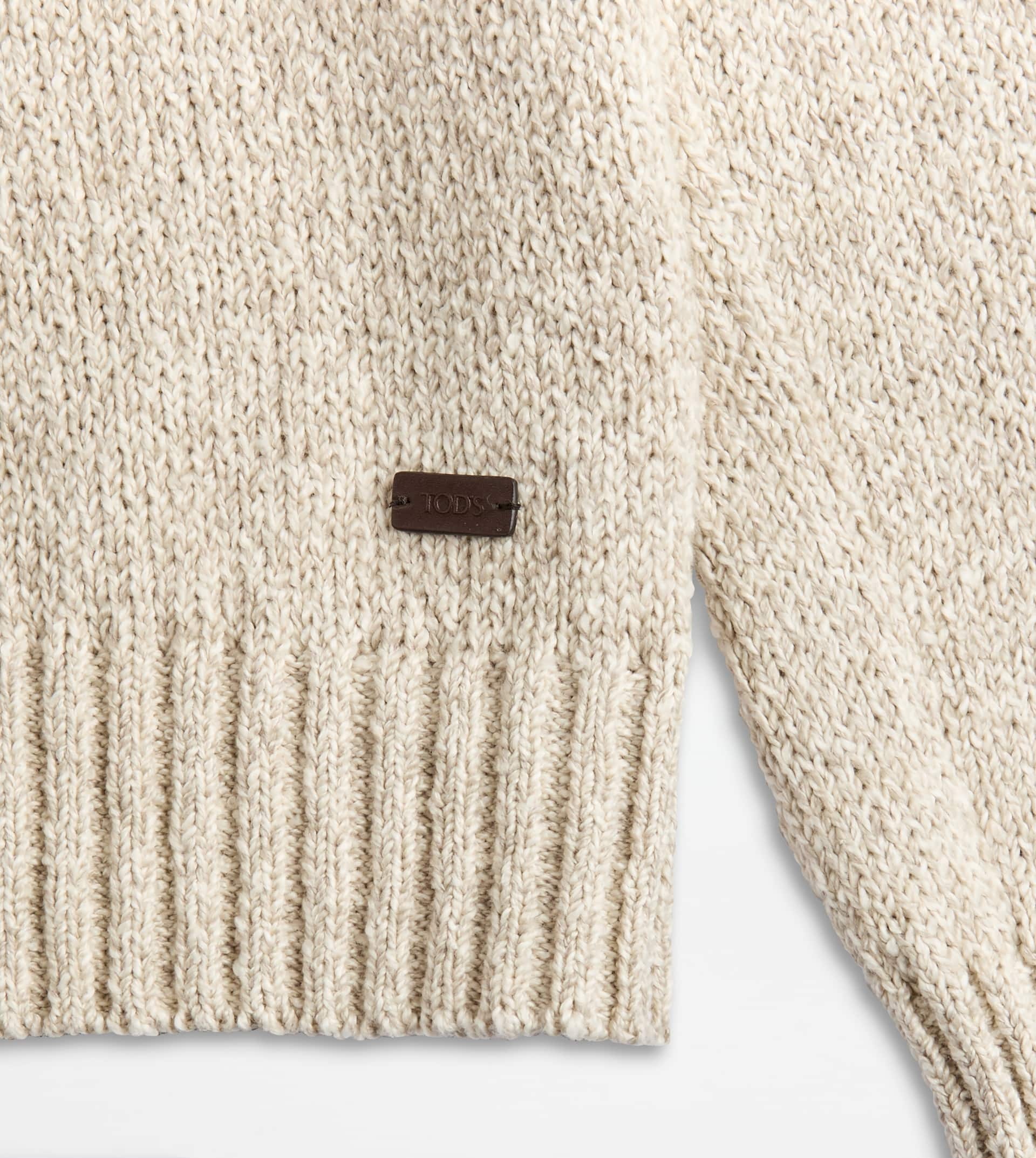 ROUND-NECK PULLOVER IN MOULINÉ COTTON - BEIGE - 2