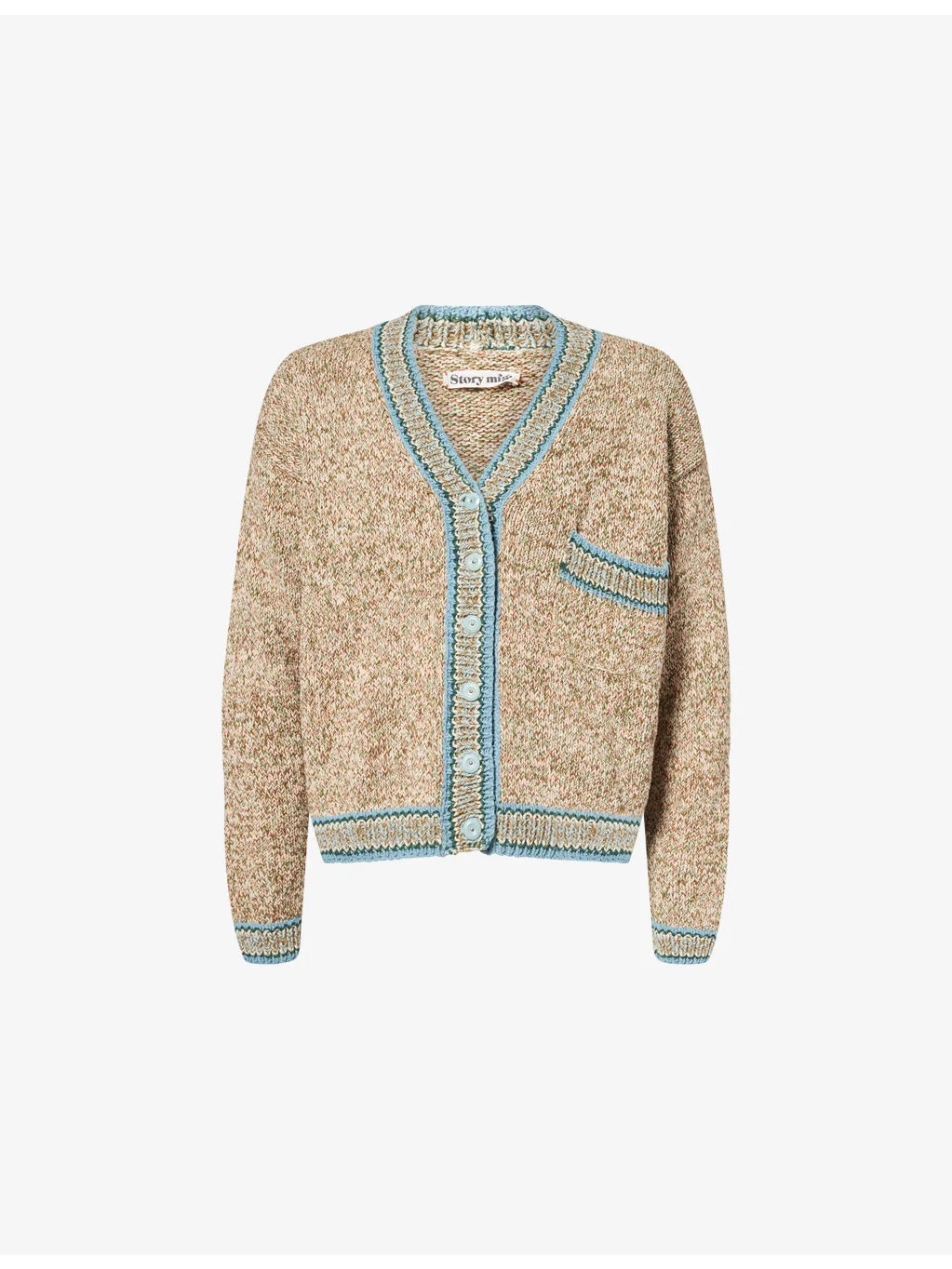 Bulb V-Neck Cotton Knitted Cardigan - 1