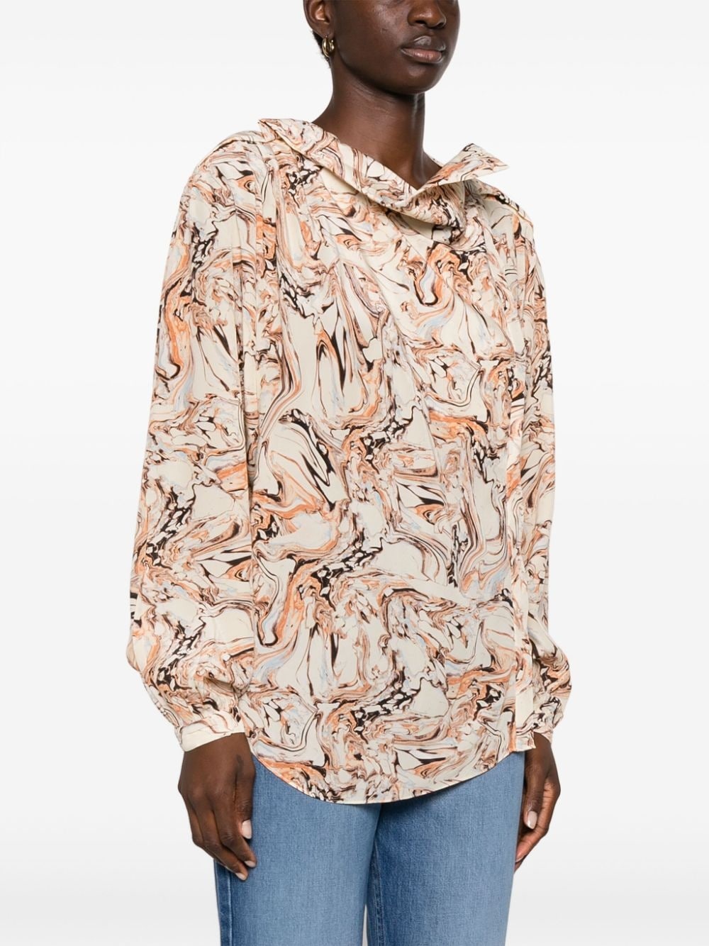 Tiphaine marble-print silk blouse - 3