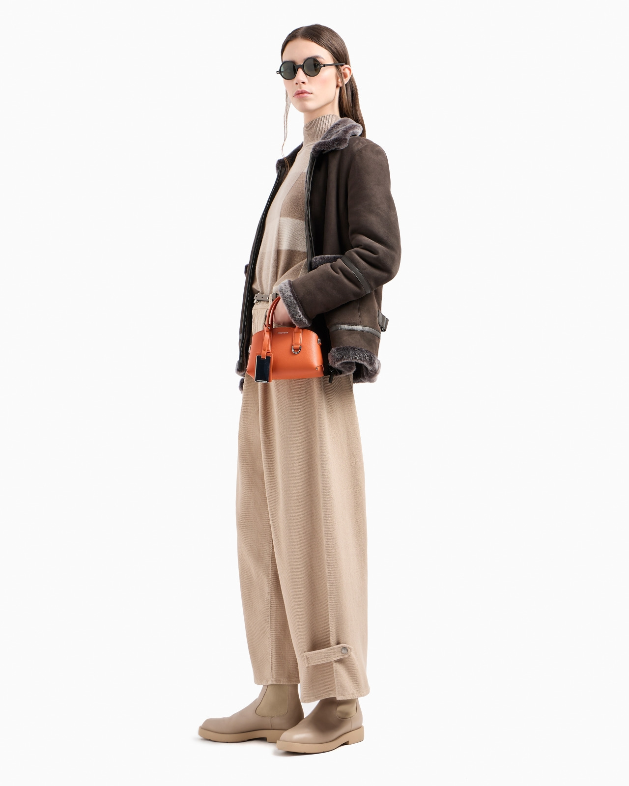 Icon high-waisted drill jeans with a wide leg and pleats - 4