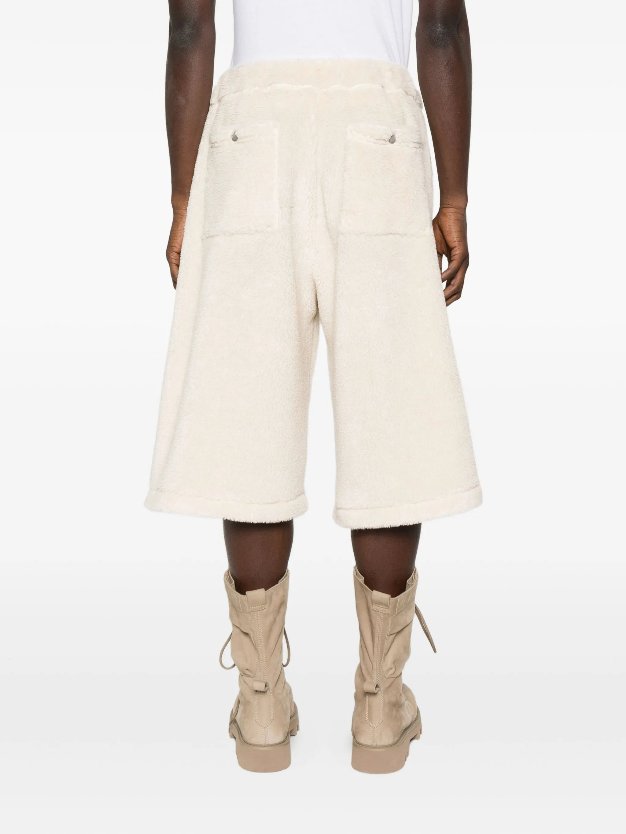 wide-leg fleece-texture shorts - 4