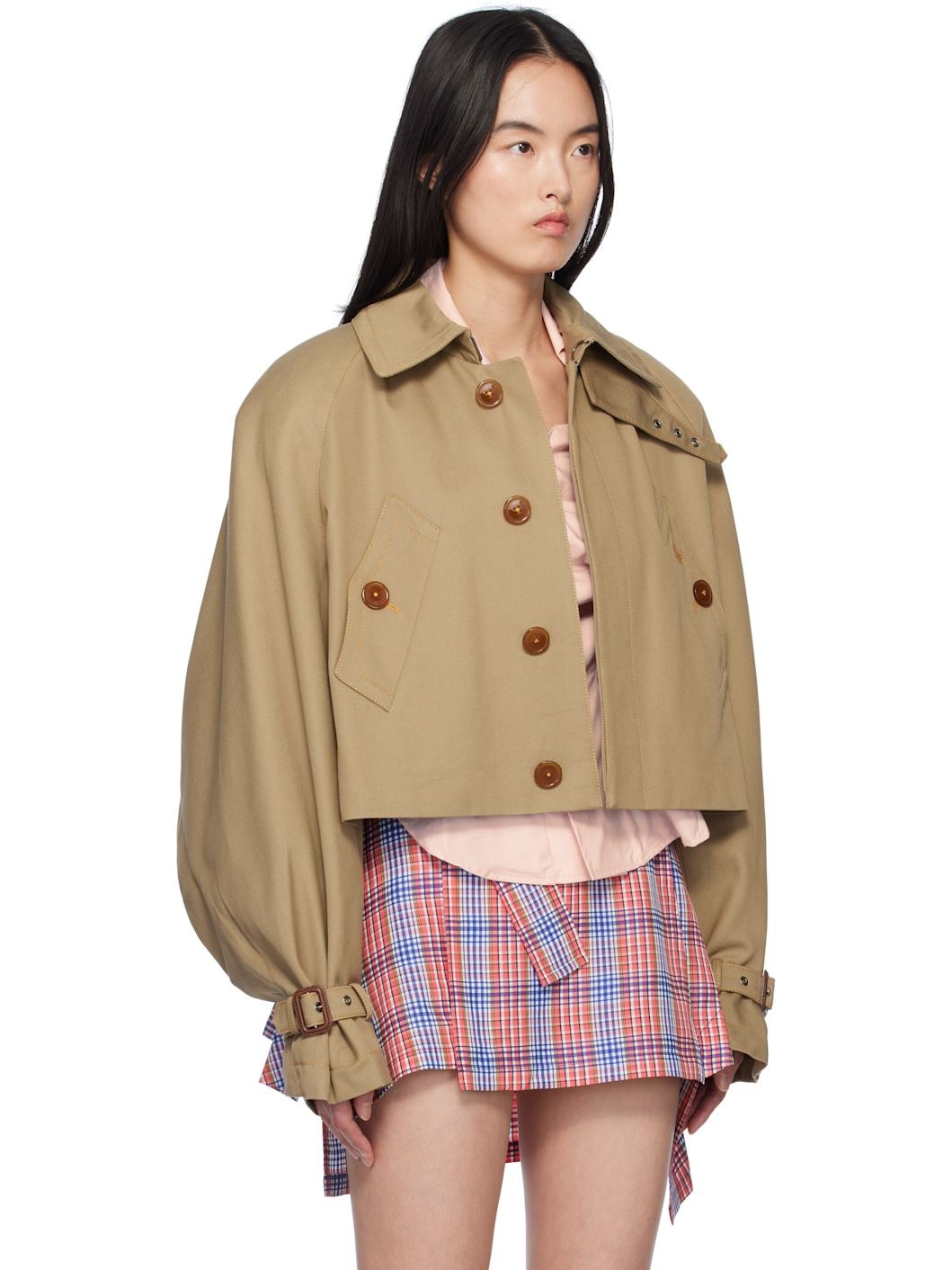 Beige Cut Off Graziano Trench Coat - 2