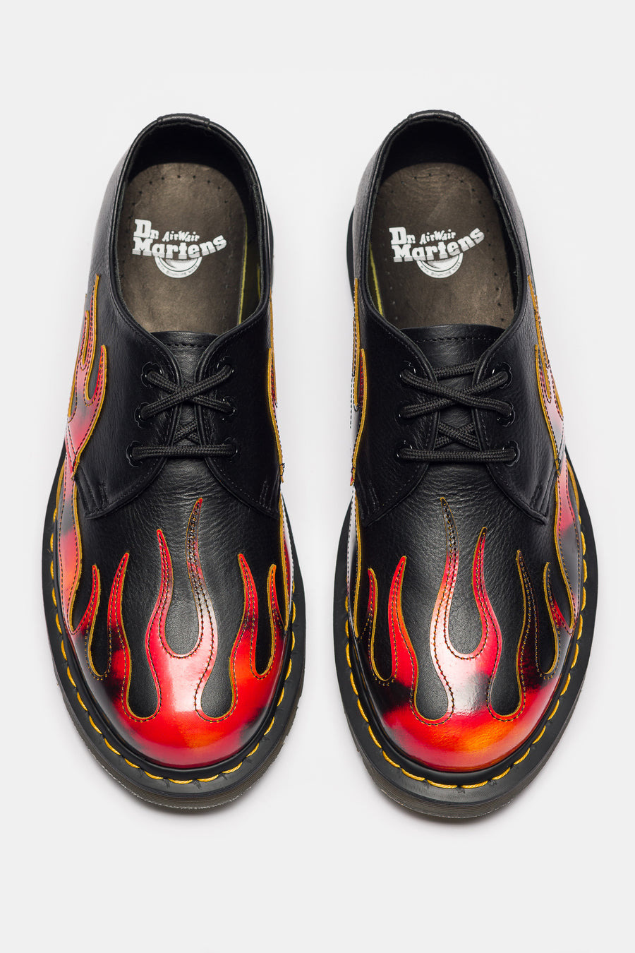 1461 Flame 3 Eye Shoe in Black/Vibrant Red/Yellow Overdrive/Multi Arcadia - 4