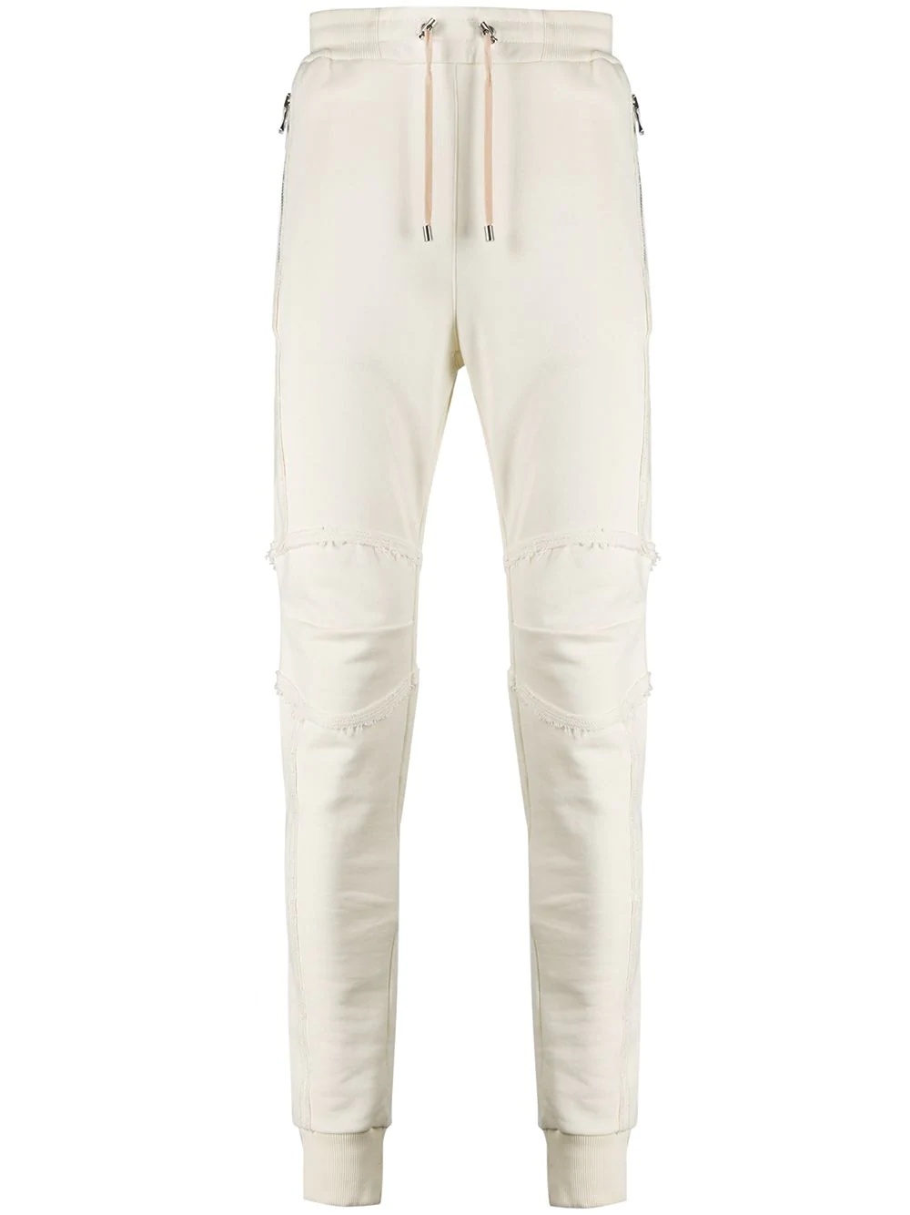 zipped slim-fit cotton trousers - 1