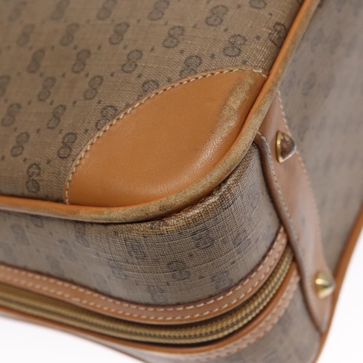 GUCCI Micro GG Supreme Hand Bag Pvc Leather Beige Gold - 13