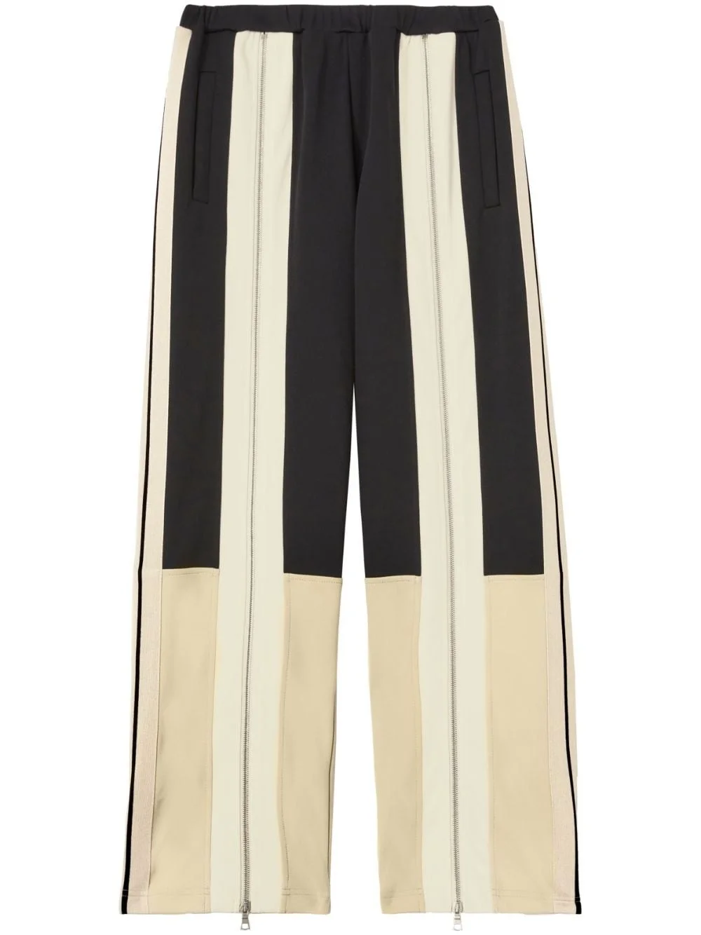 zip-detailing striped trousers - 1