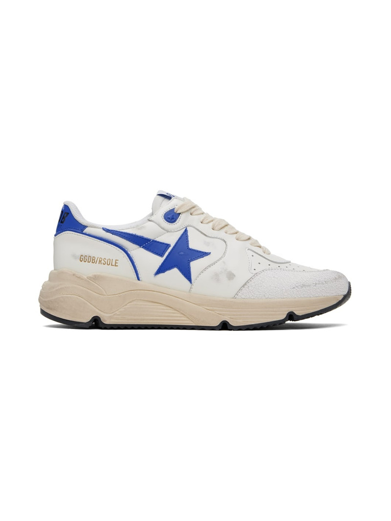 White & Blue Running Sole Sneakers 1