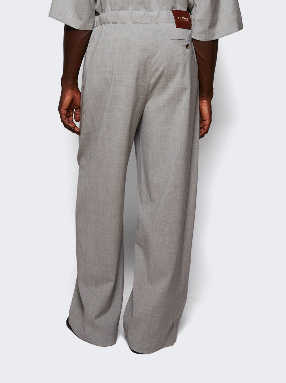 Wool Drawstring Trousers Grey - 4