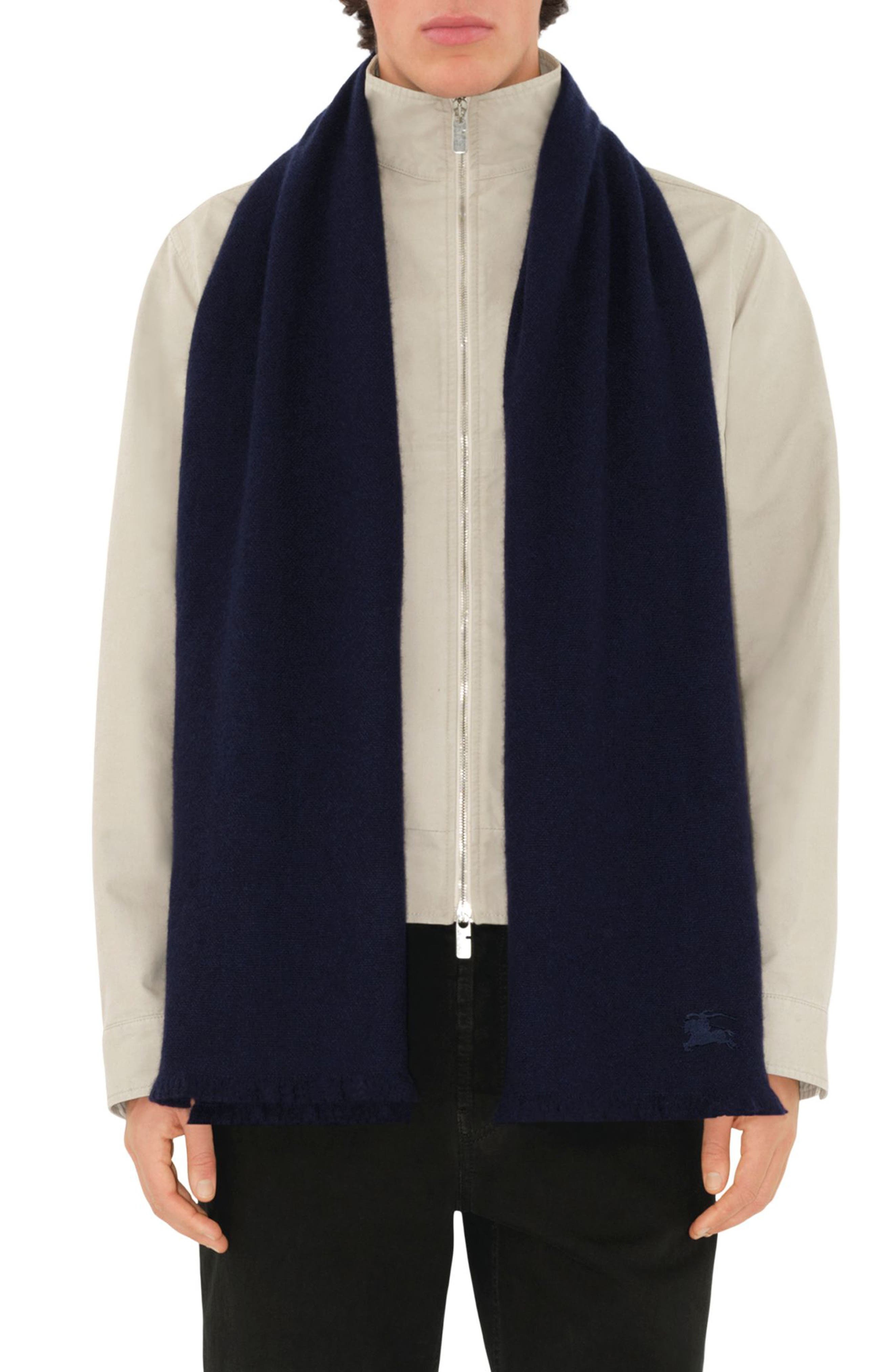 burberry Equestrian Knight Design Cashmere Fringe Scarf in Midnight at Nordstrom - 6