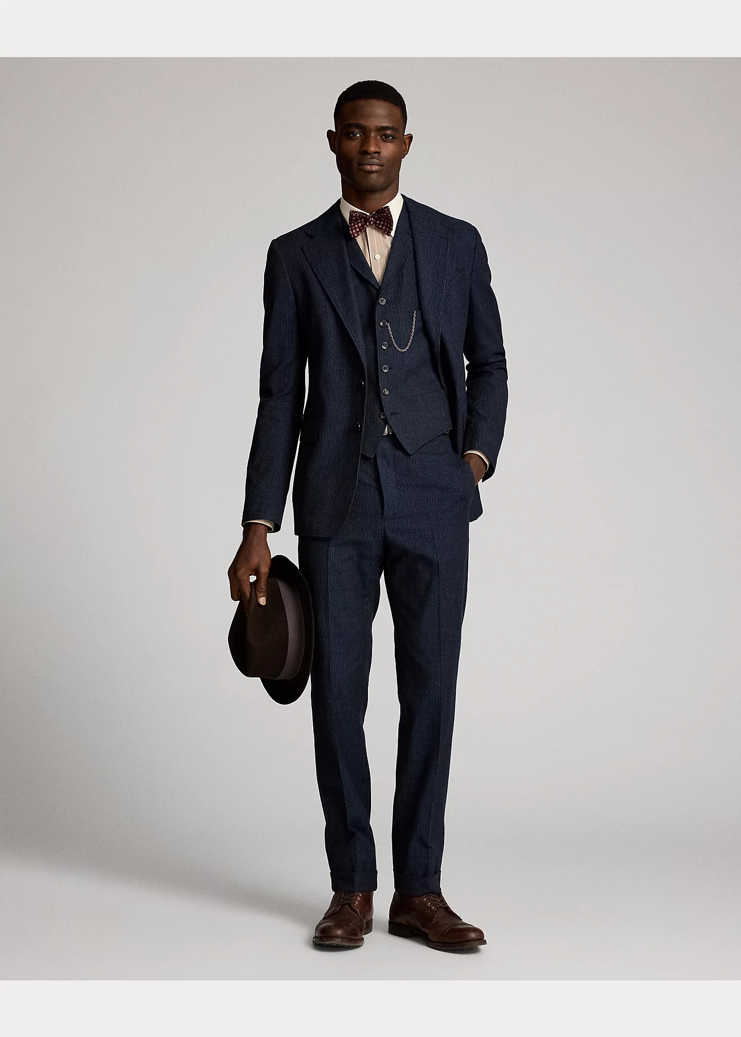 Slim Striped Herringbone Suit Trouser - 6