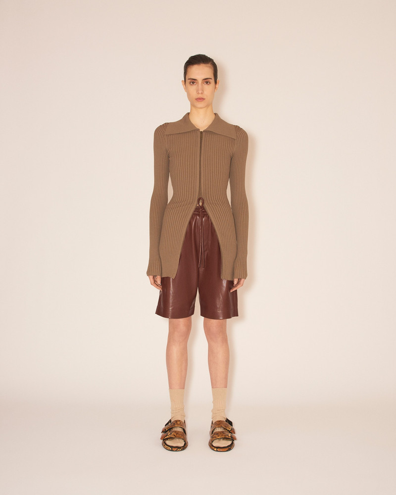 MARDI - Button through long sleeve cardigan - Khaki - 1