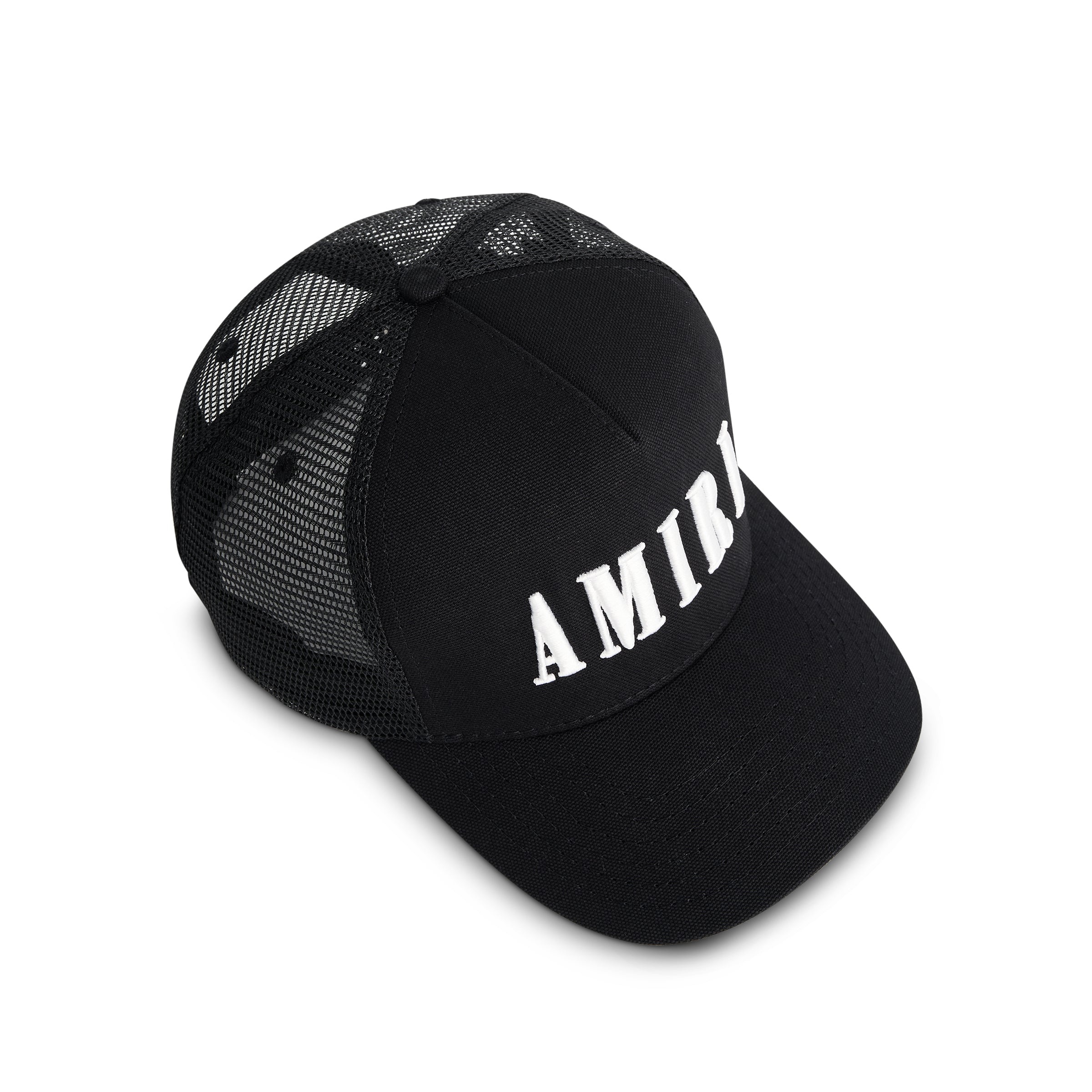 Amiri Core Logo Trucker Hat in Black/White - 4