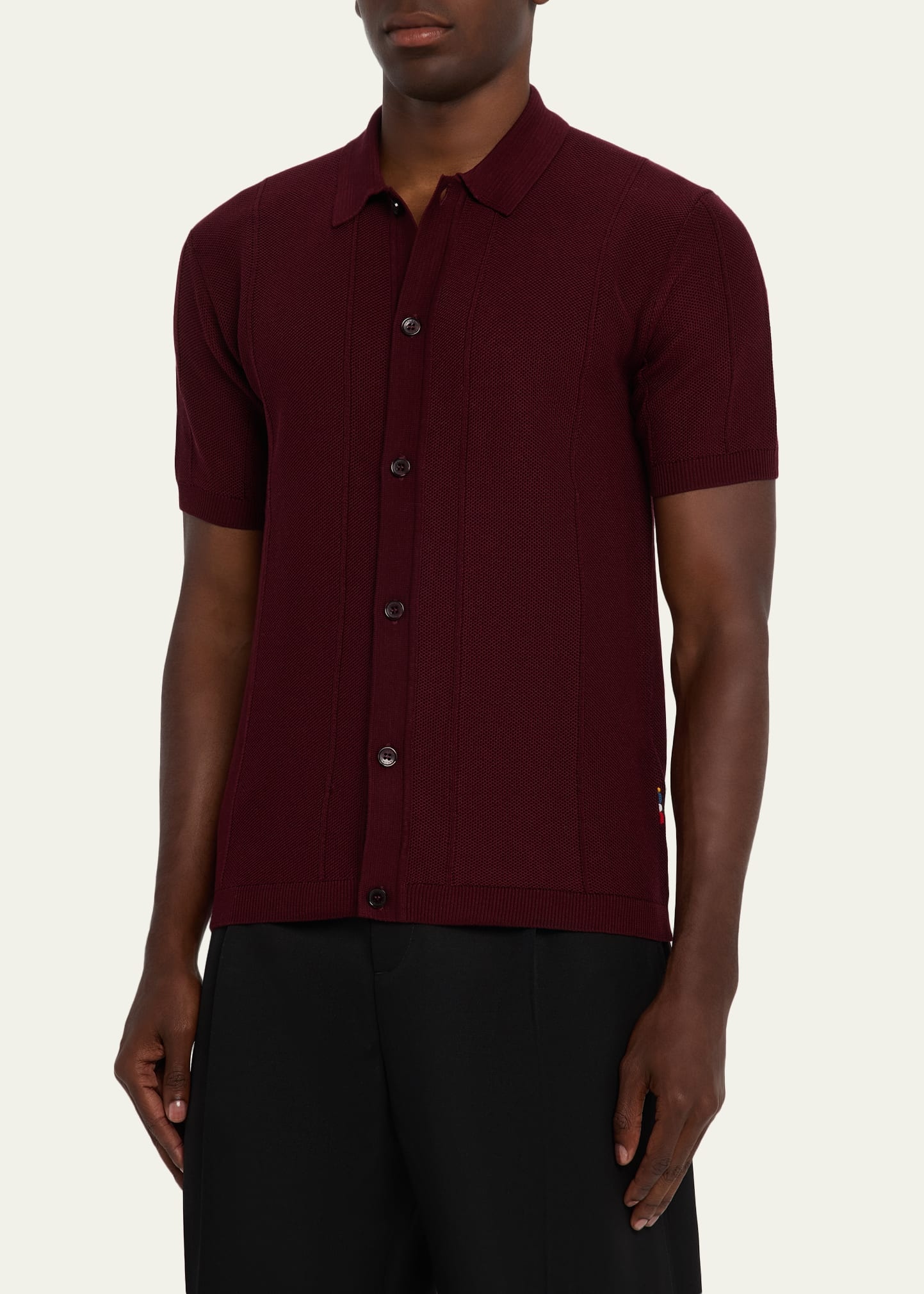 Men's Classic-Fit Pique Knit Short-Sleeve Shirt - 4