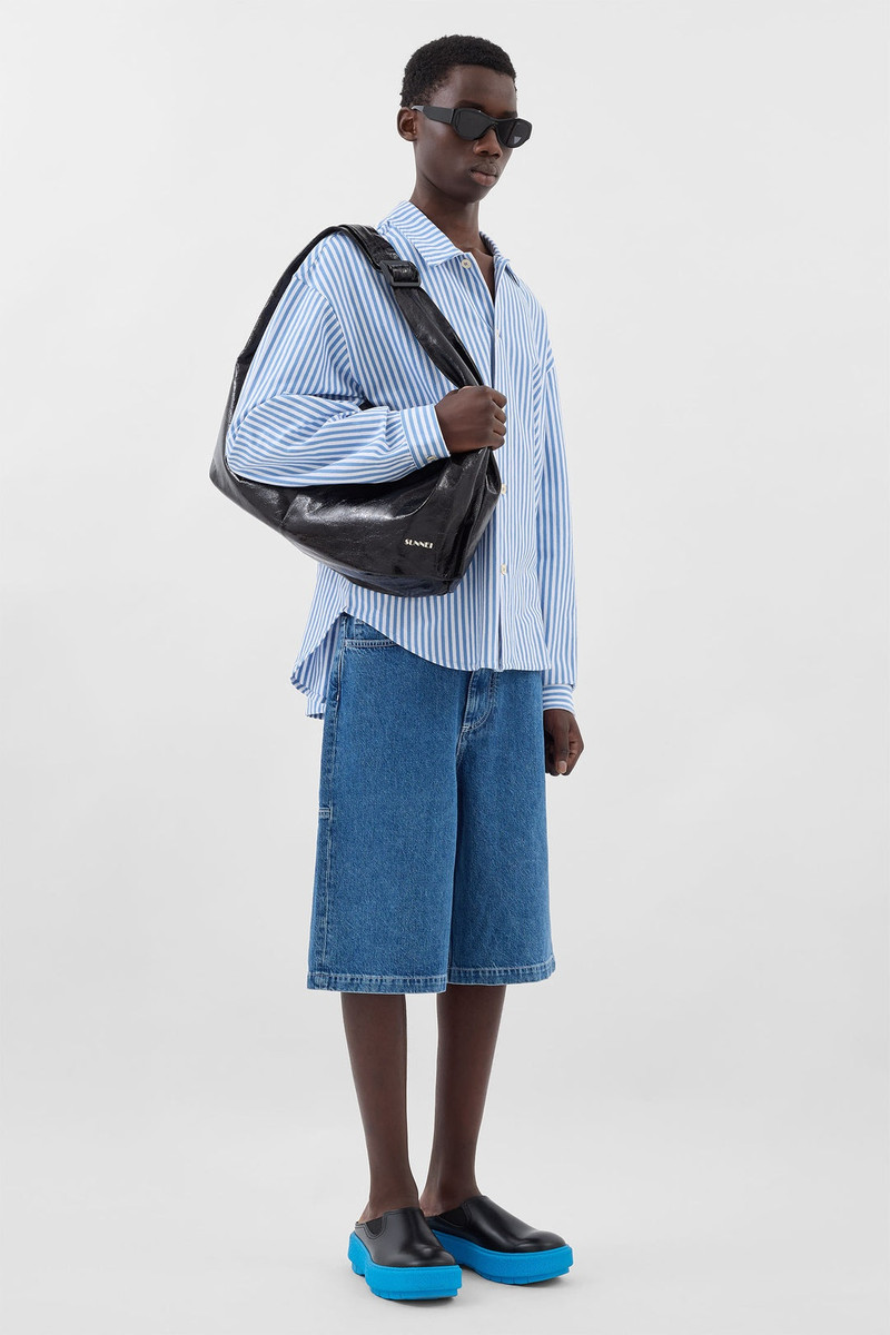 OVER SHIRT / azure & optical white stripes 3