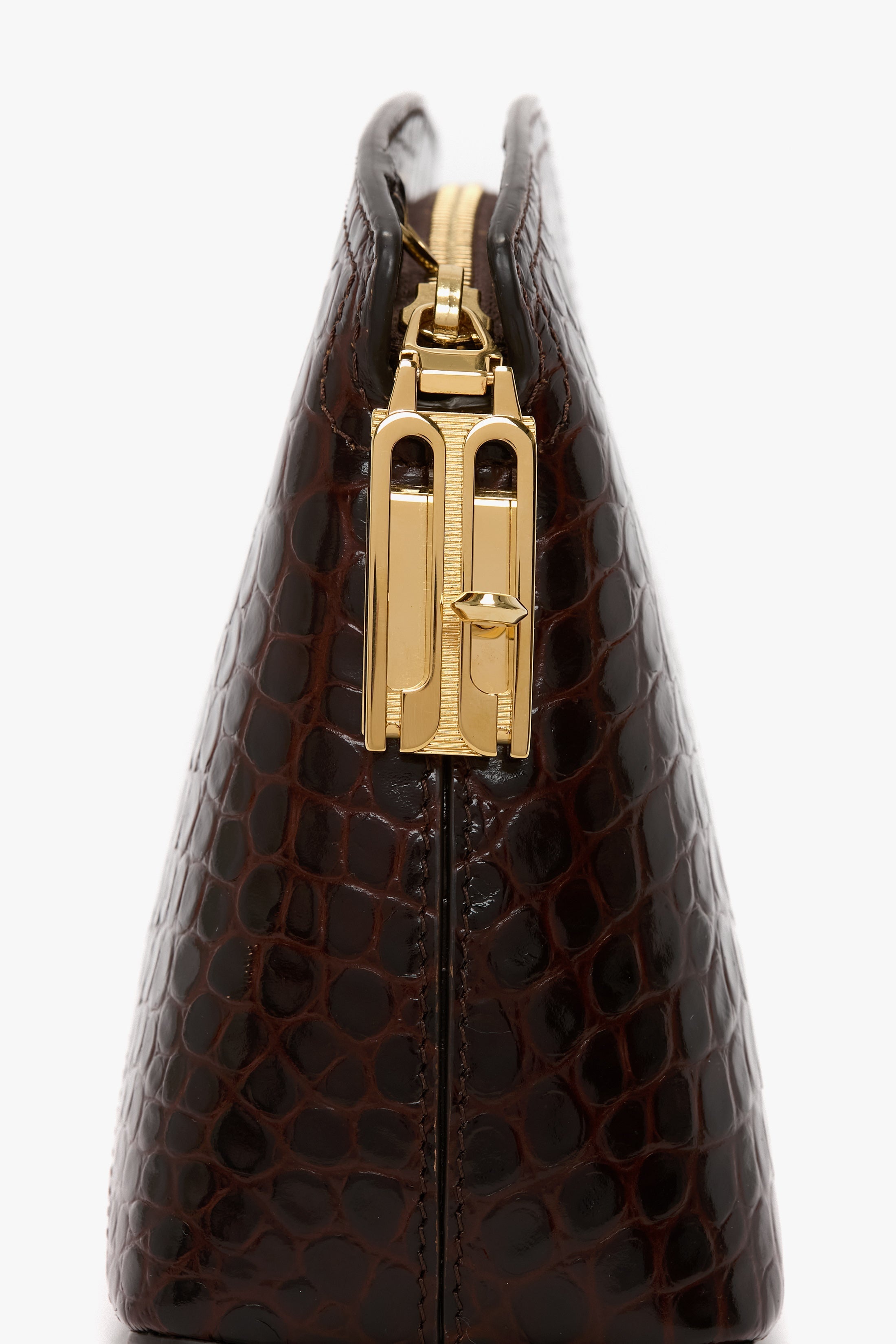 Victoria Crossbody Bag In Dark Brown Croc Embossed Leather - 7