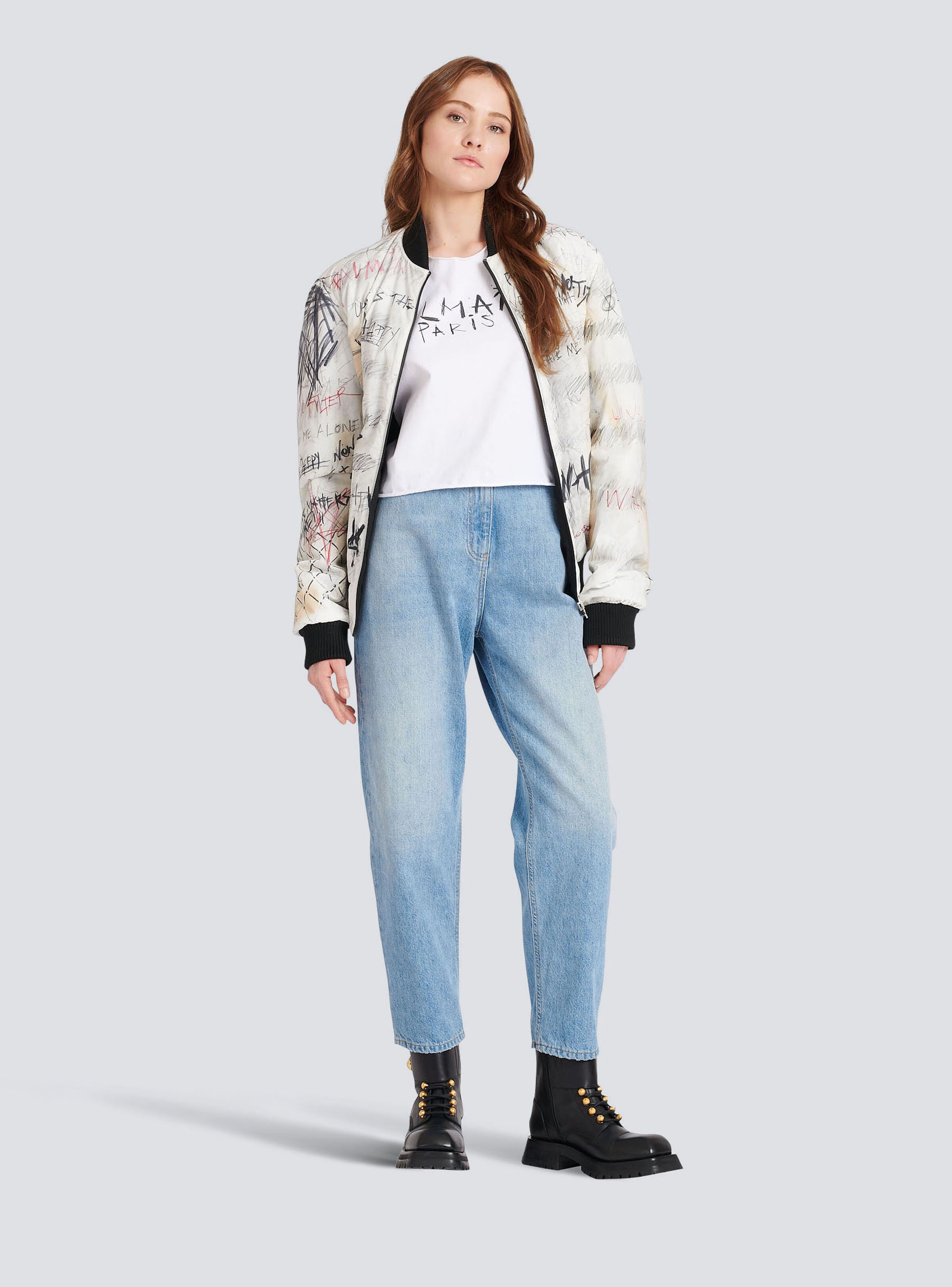 Unisex - Nylon bomber jacket with graffiti print - 3