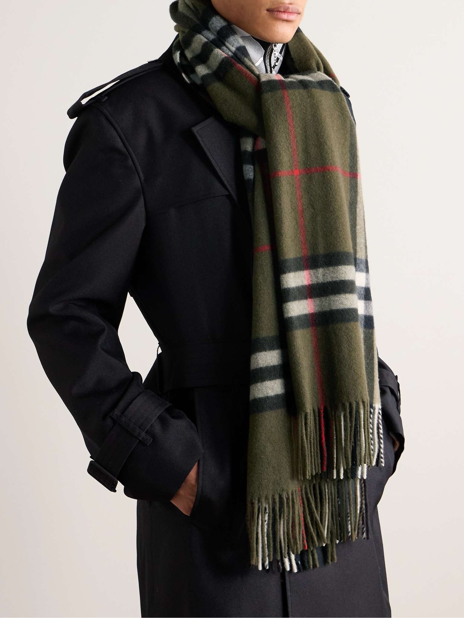 Fringed Checked Cashmere Scarf - 2