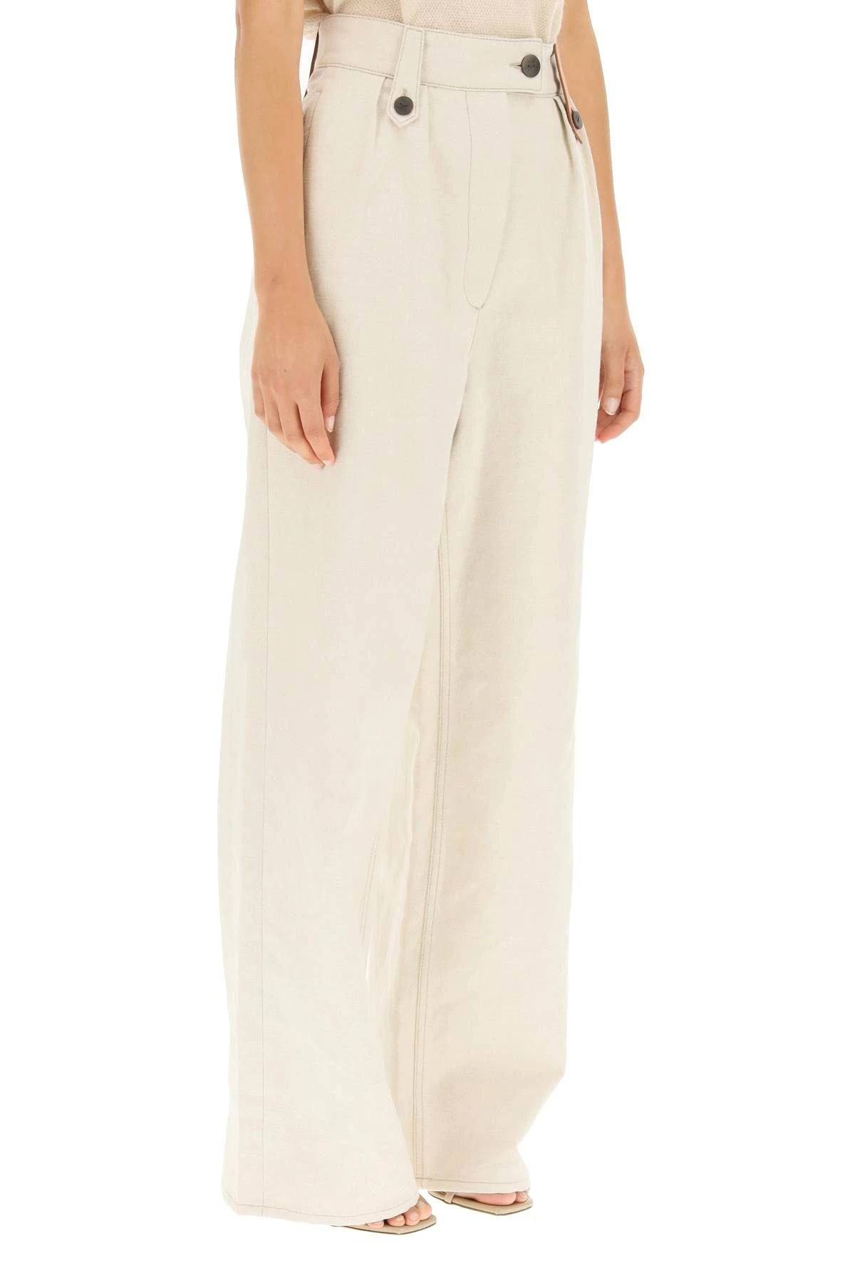 WIDE TROUSERS WITH LEATHER LOOPS - 3