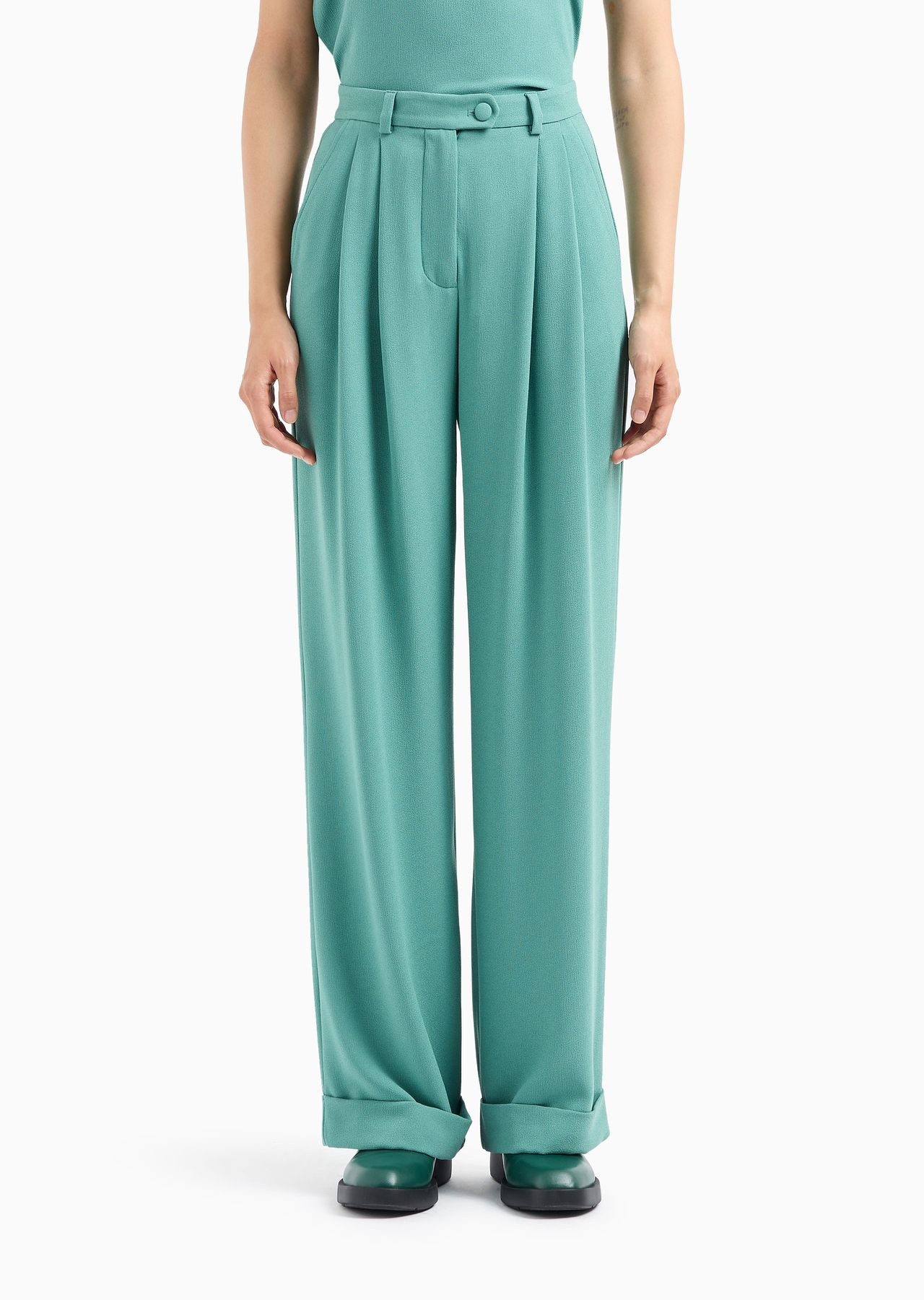 Sablé stretch fabric trousers with pleats - 2