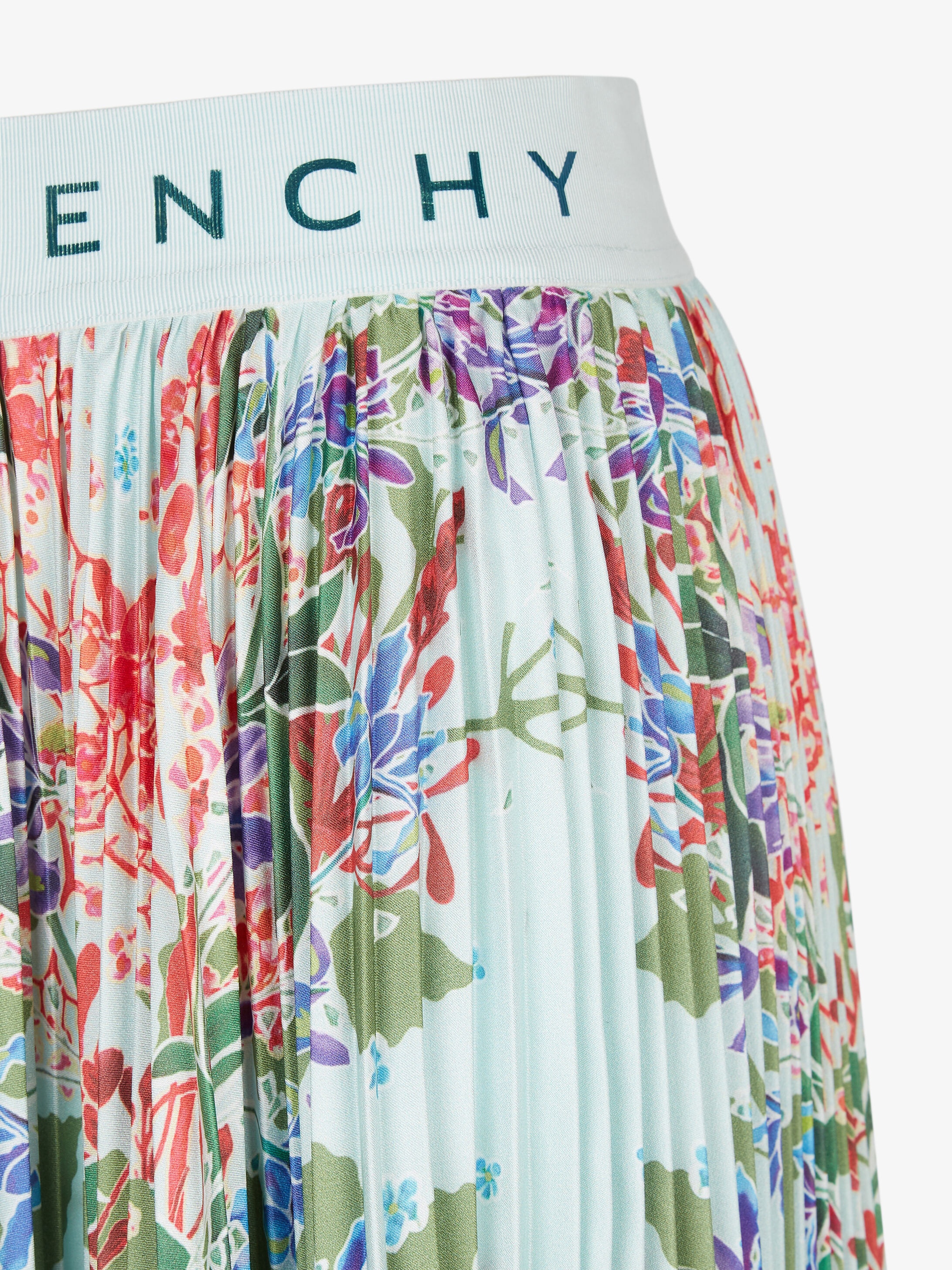 Pleated skirt in floral printed satin - 4