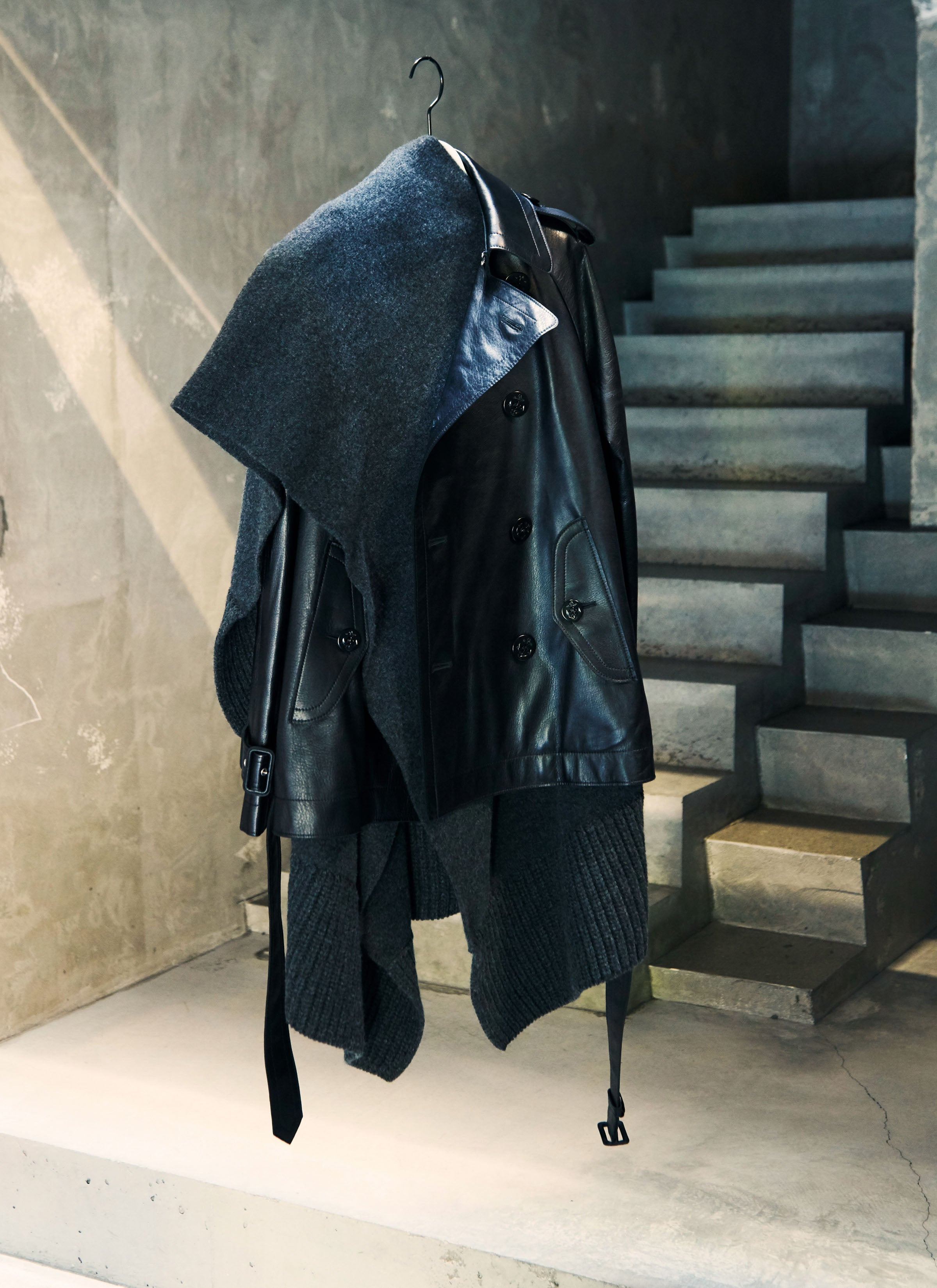 Leather x Wool Knit Jacket - 2