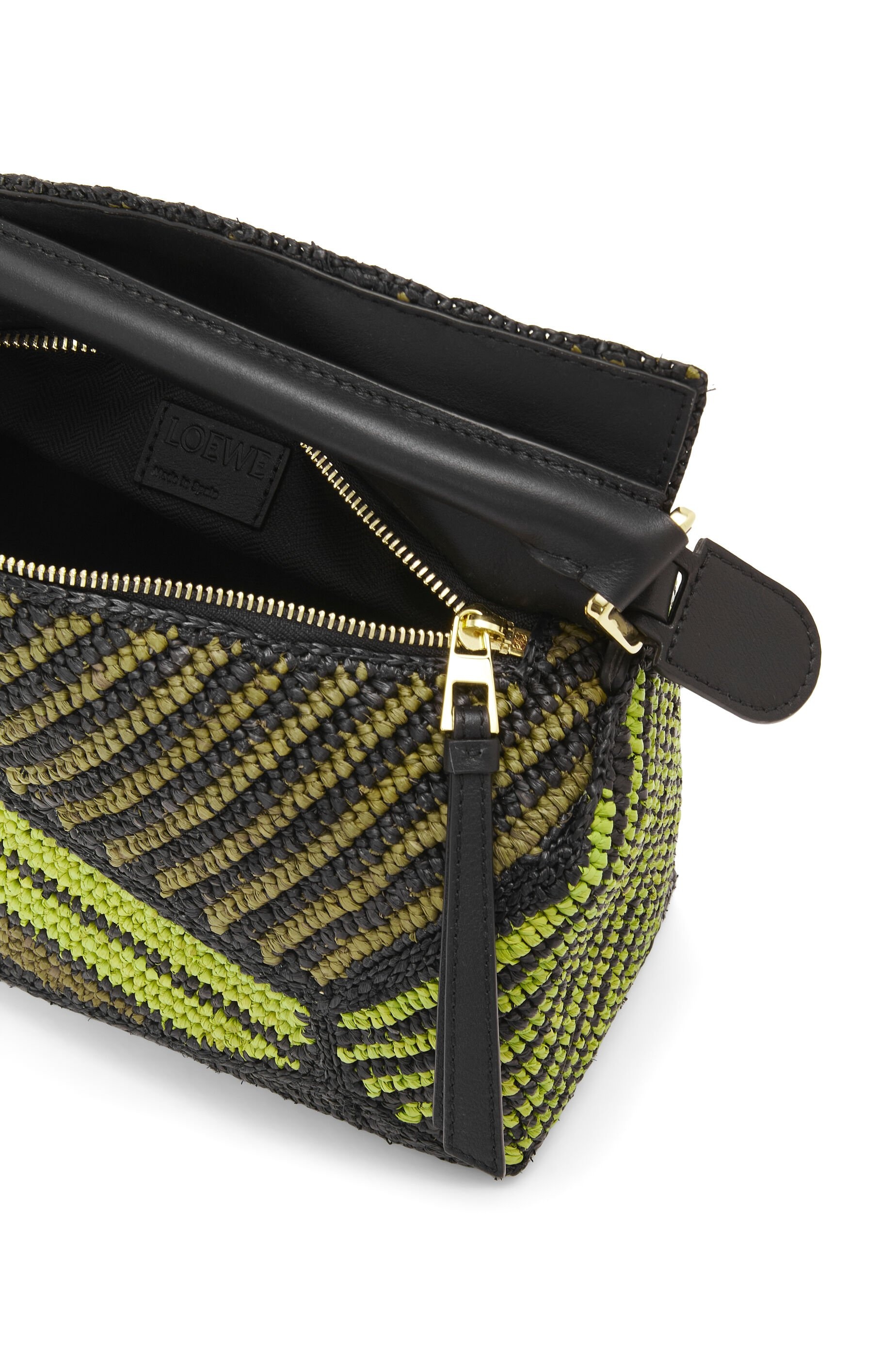 Small Puzzle Edge bag in raffia and calfskin - 10