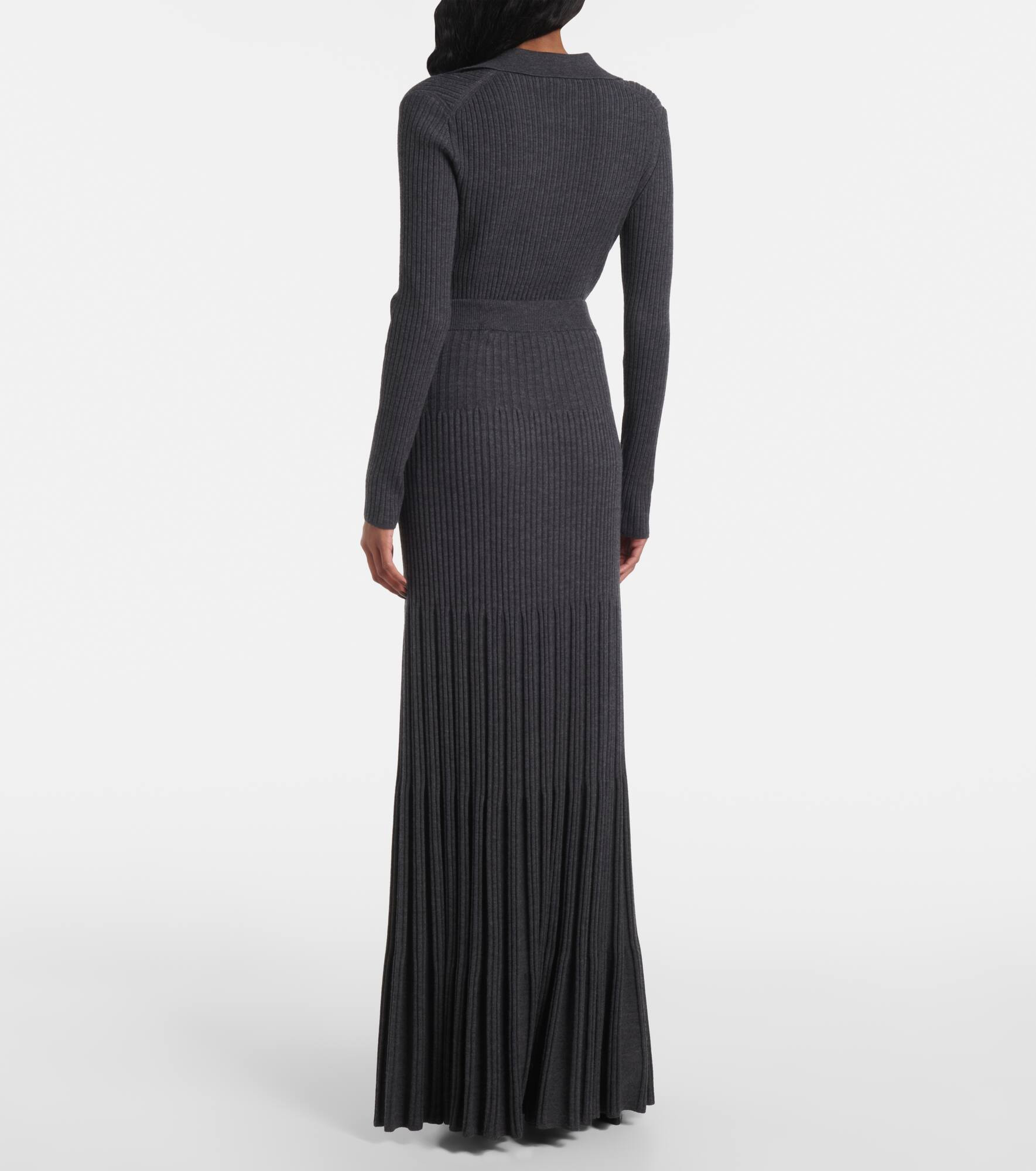Merino ribbed-knit wool maxi skirt - 3