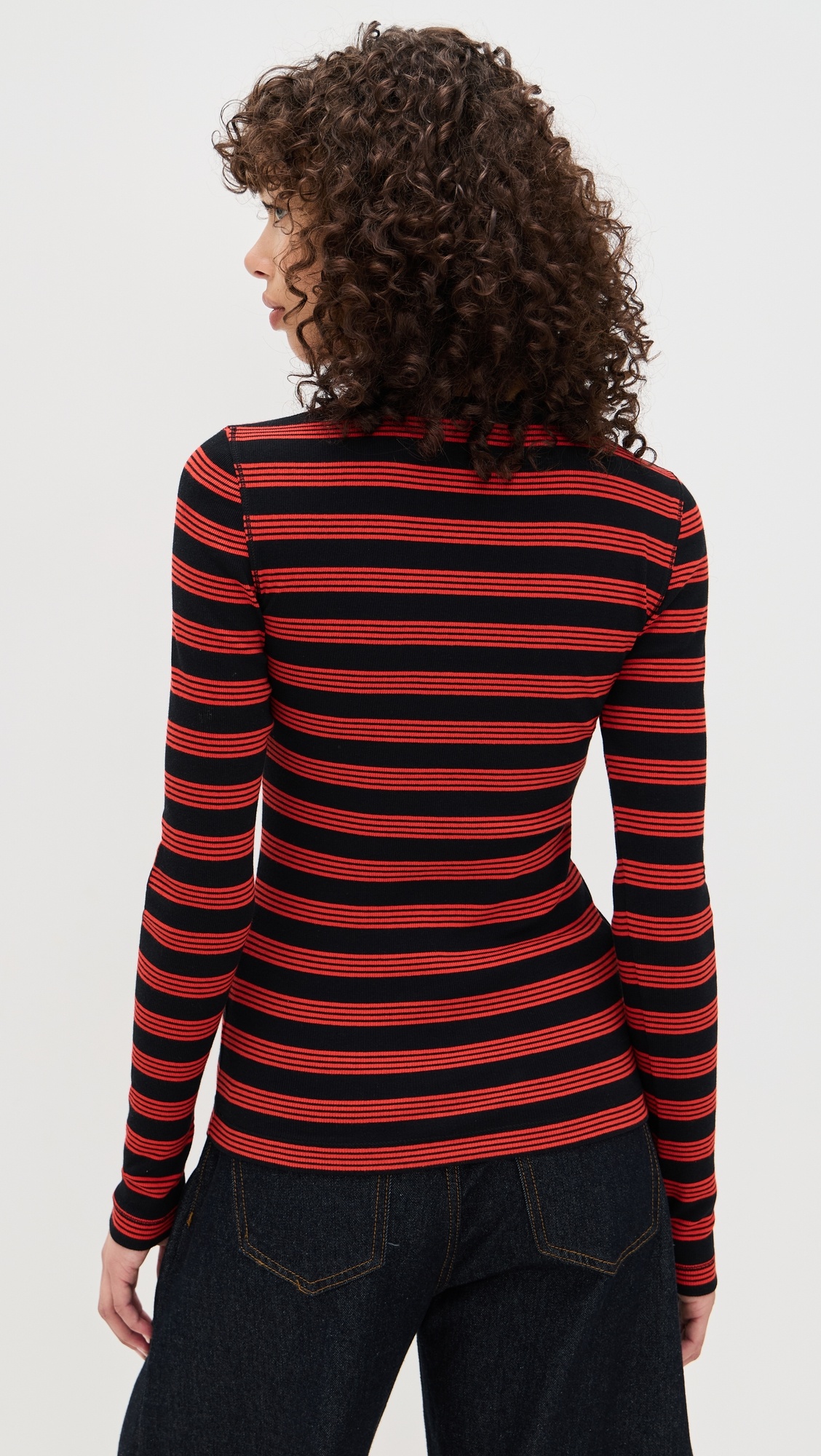 Soft Cotton Rib Striped Long Sleeve Tee - 3