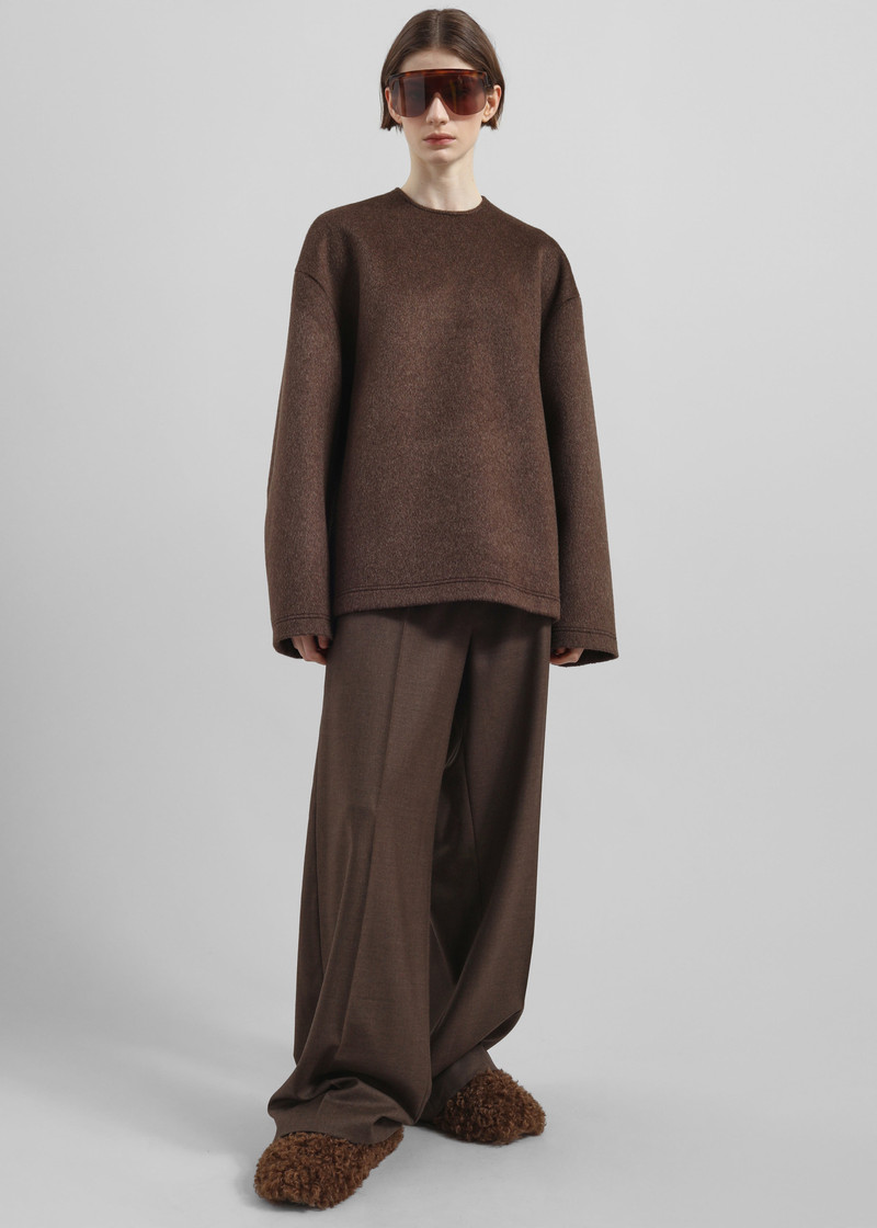 Delancey Long Sleeve Wool Top - Brown Melange 3
