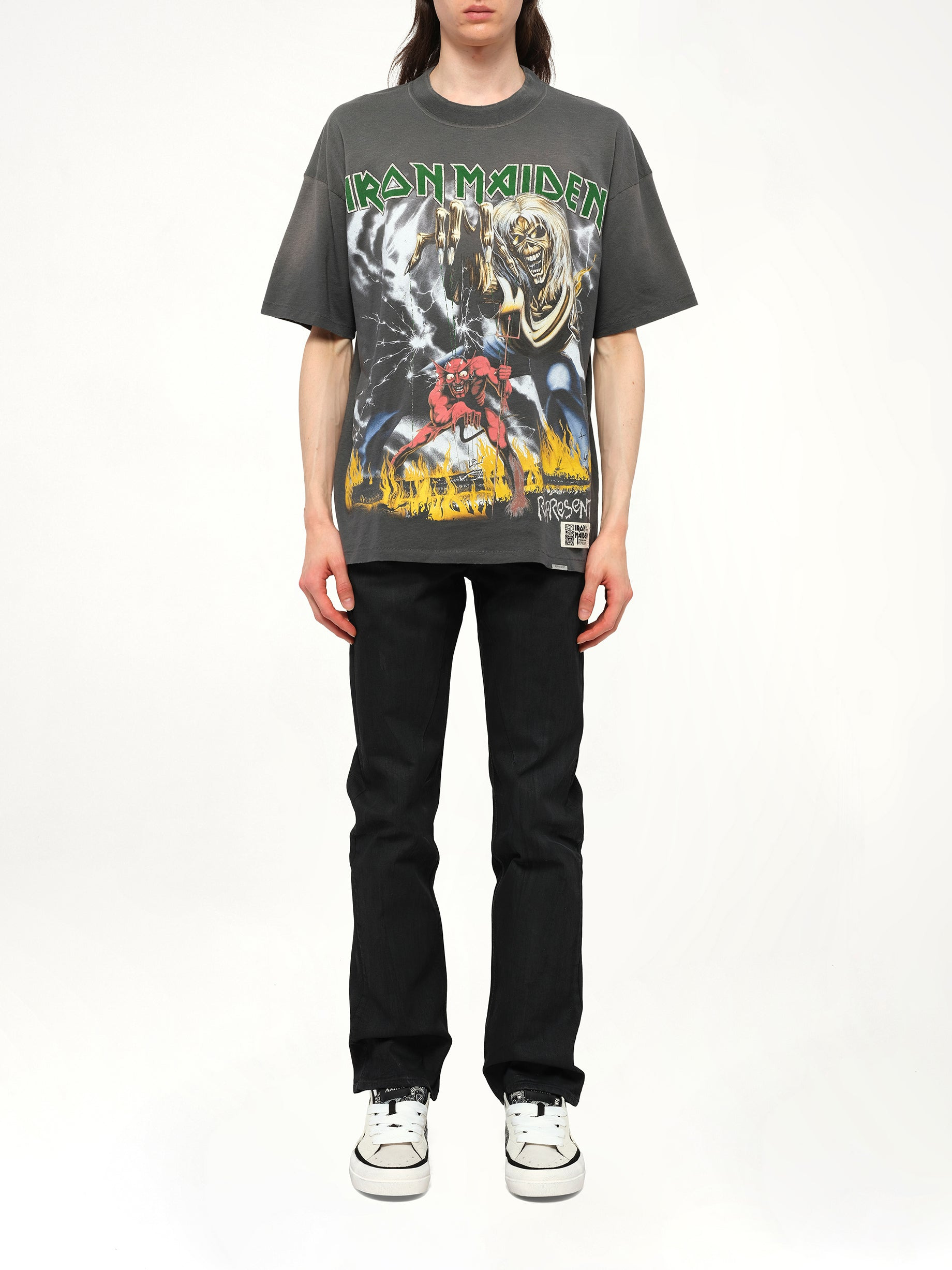 Iron Maiden Number of Beast T-Shirt in Sunfade Grey - 7