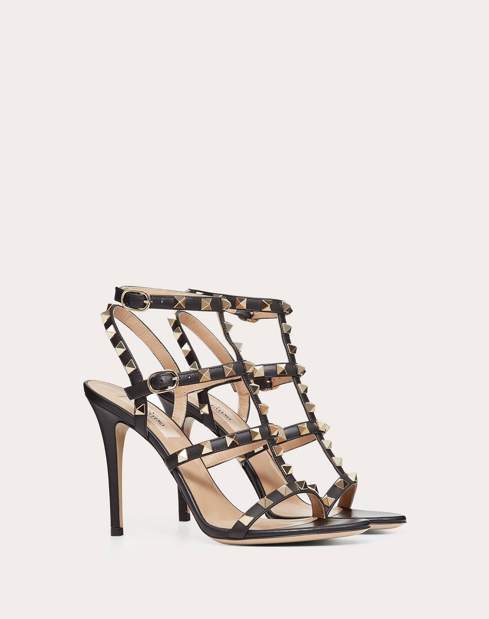 Rockstud Calfskin Ankle Strap Sandal 100 mm - 2