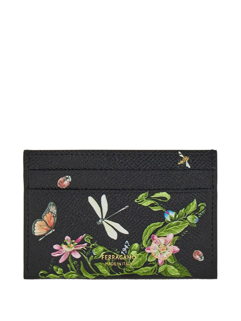 FERRAGAMO Gancini Card Holder with Floral Print outlook