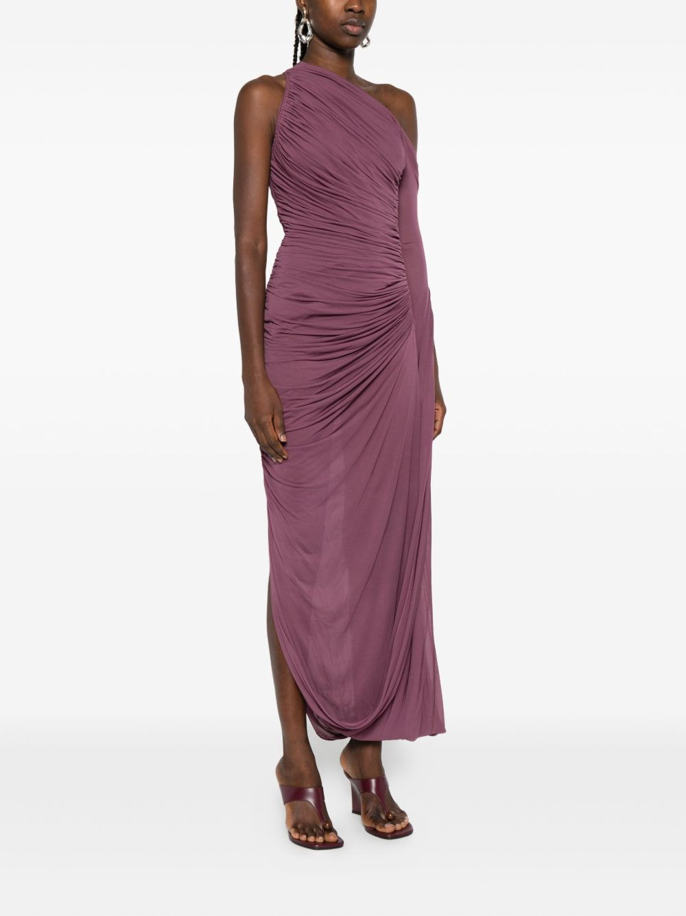one-shoulder draped asymmetric dress - 3